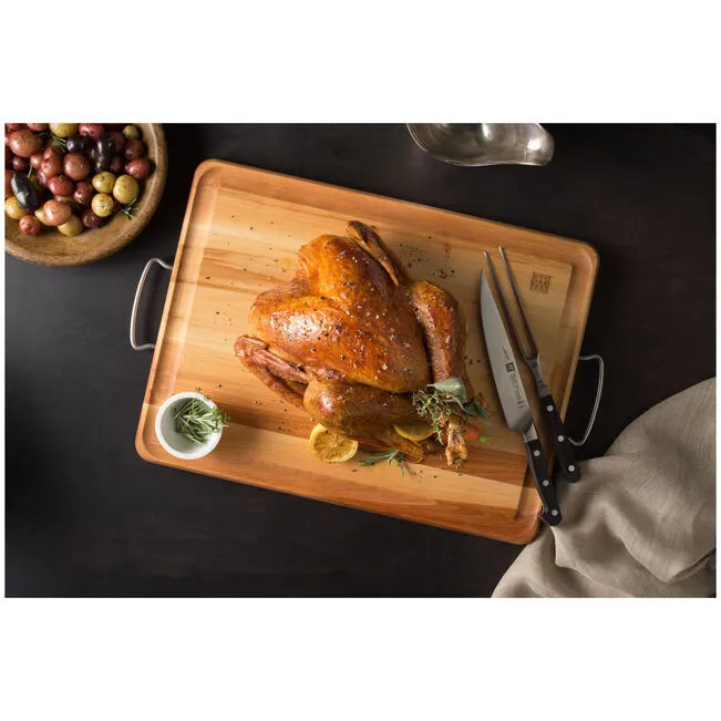 ZWILLING Pro Knife Set 2 Piece with roasted chicken on cutting board