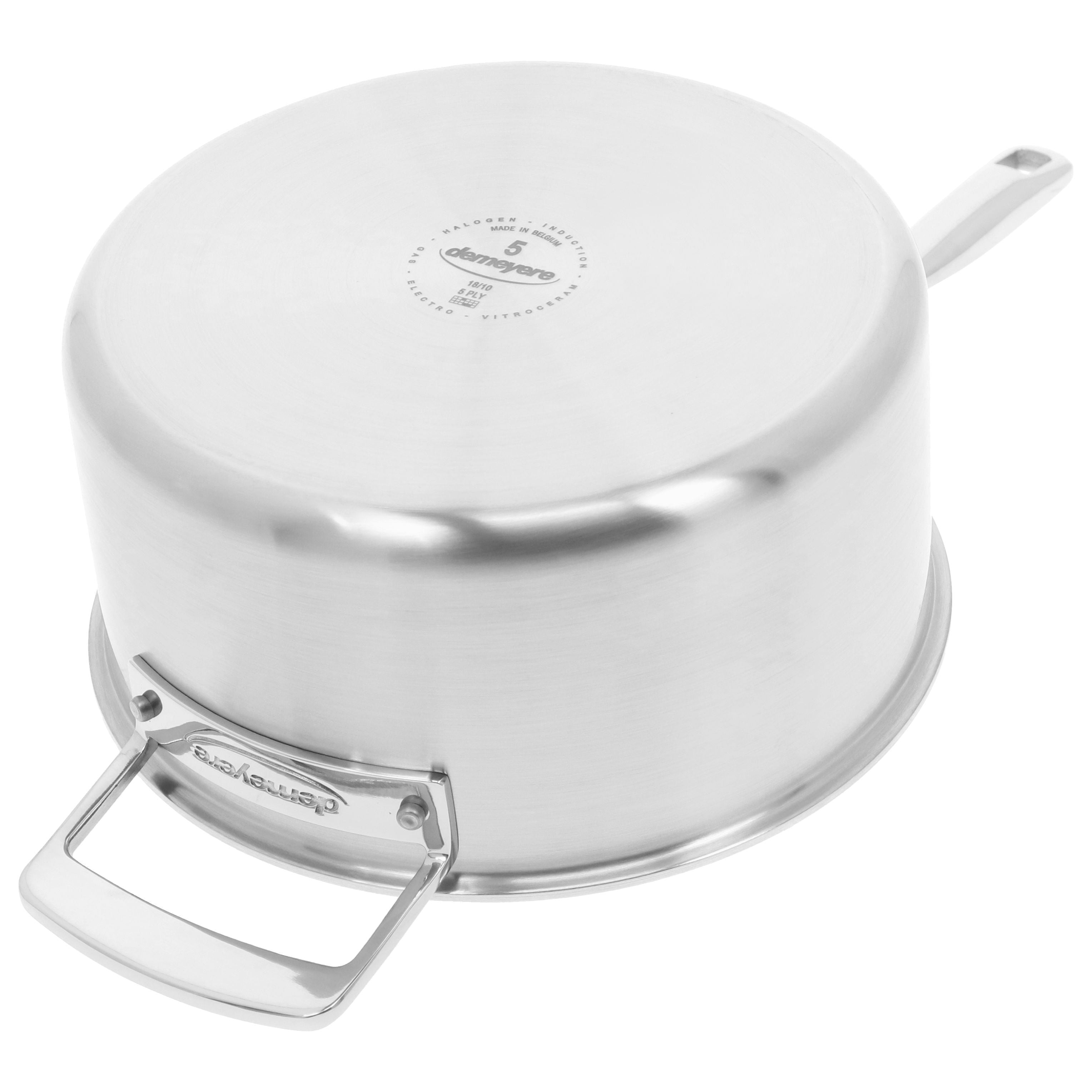 DEMEYERE Essential 5 3.8 L 18/10 Stainless Steel Round Sauce Pan With Lid 4Qt, Silver