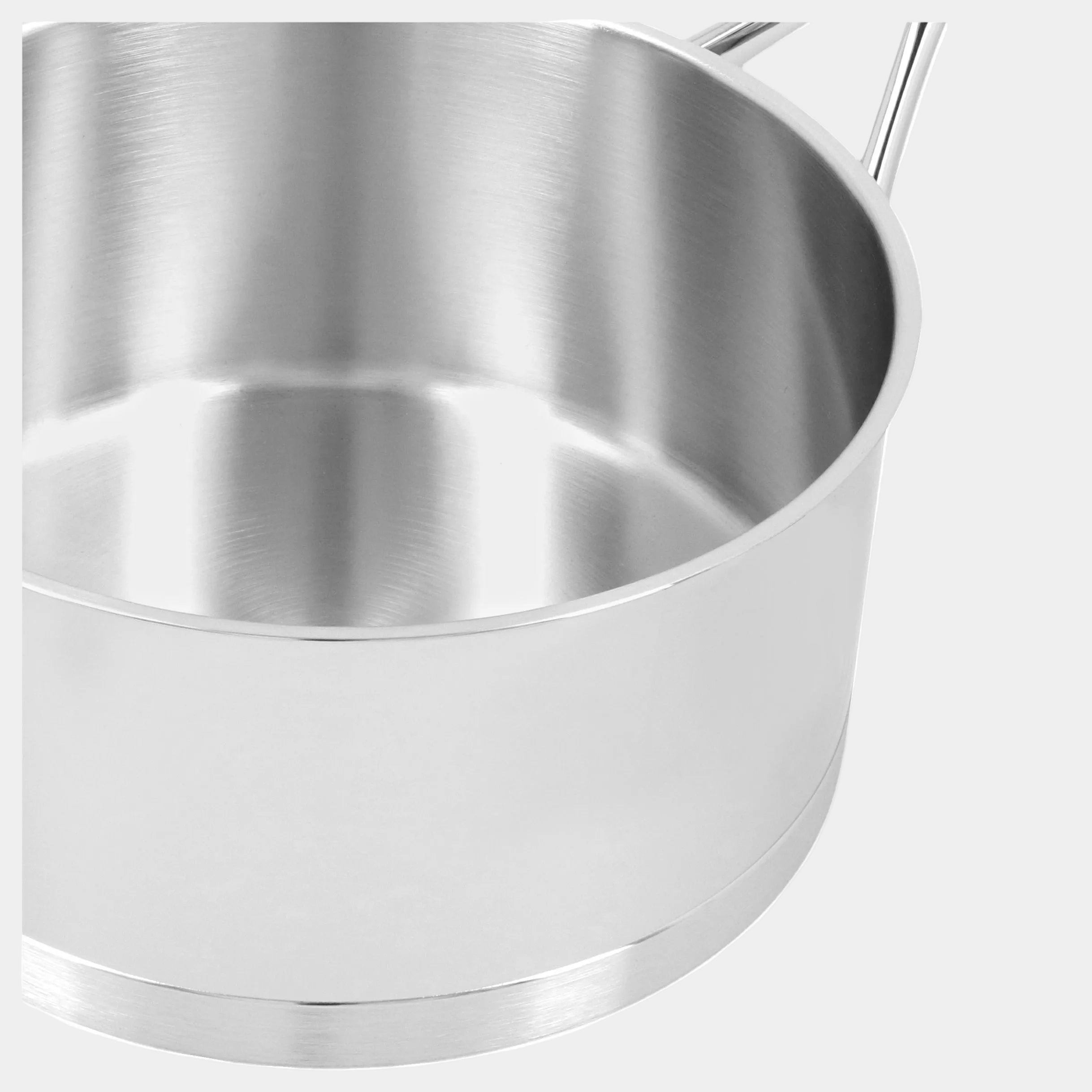 Stainless steel pot on a white background