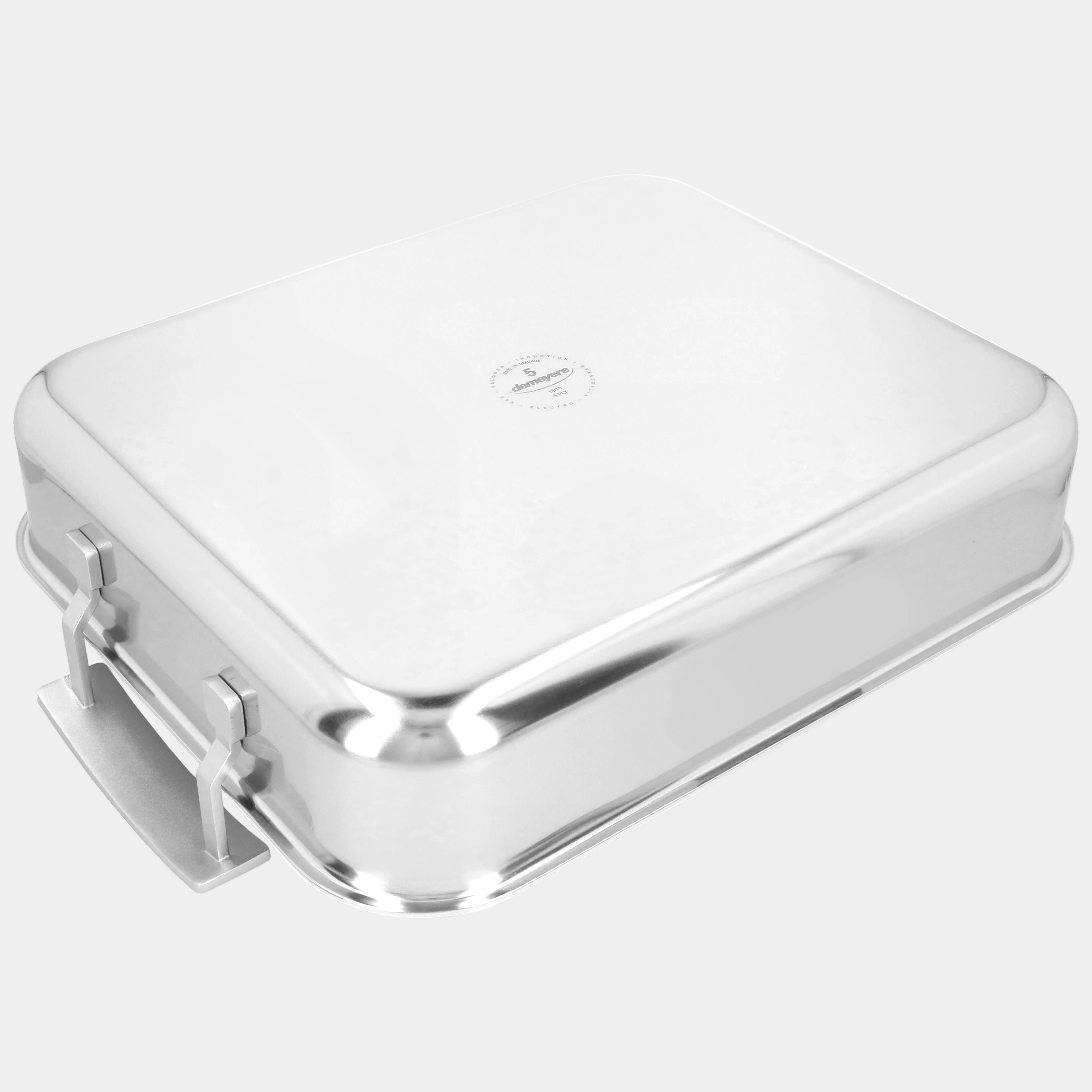 Silver rectangular metal case on a white background