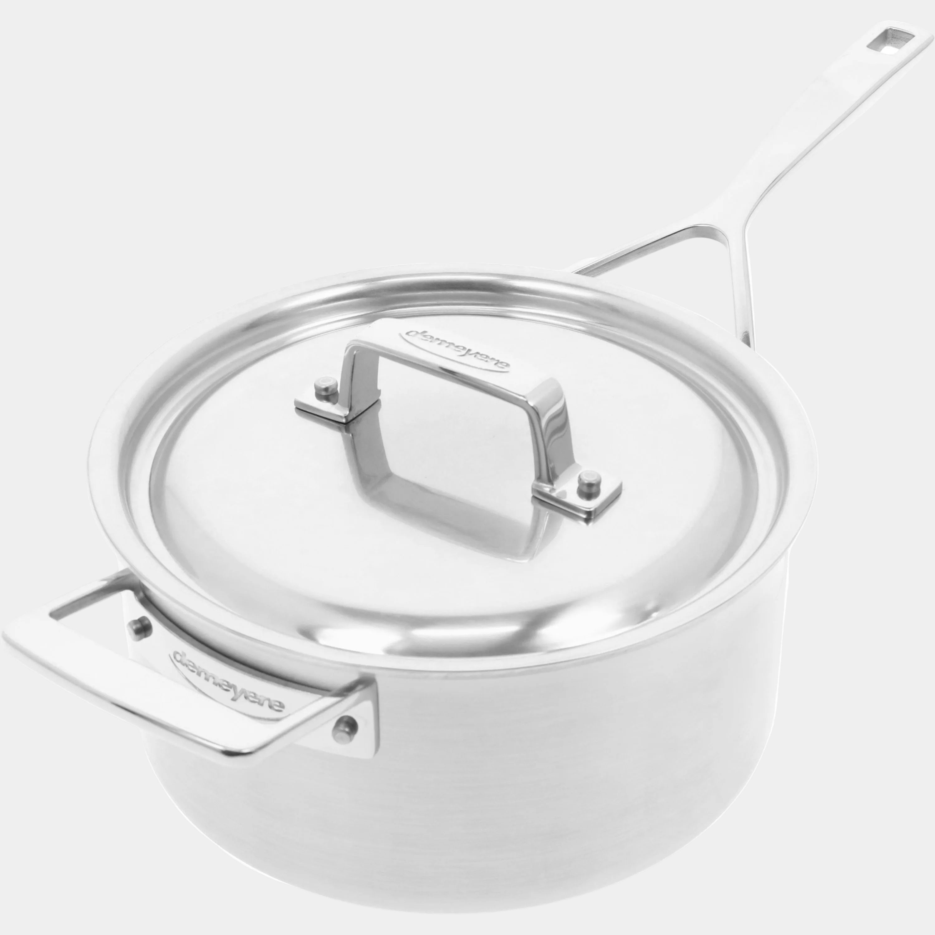 DEMEYERE Essential 5 3.8 L 18/10 Stainless Steel Round Sauce Pan With Lid 4Qt, Silver
