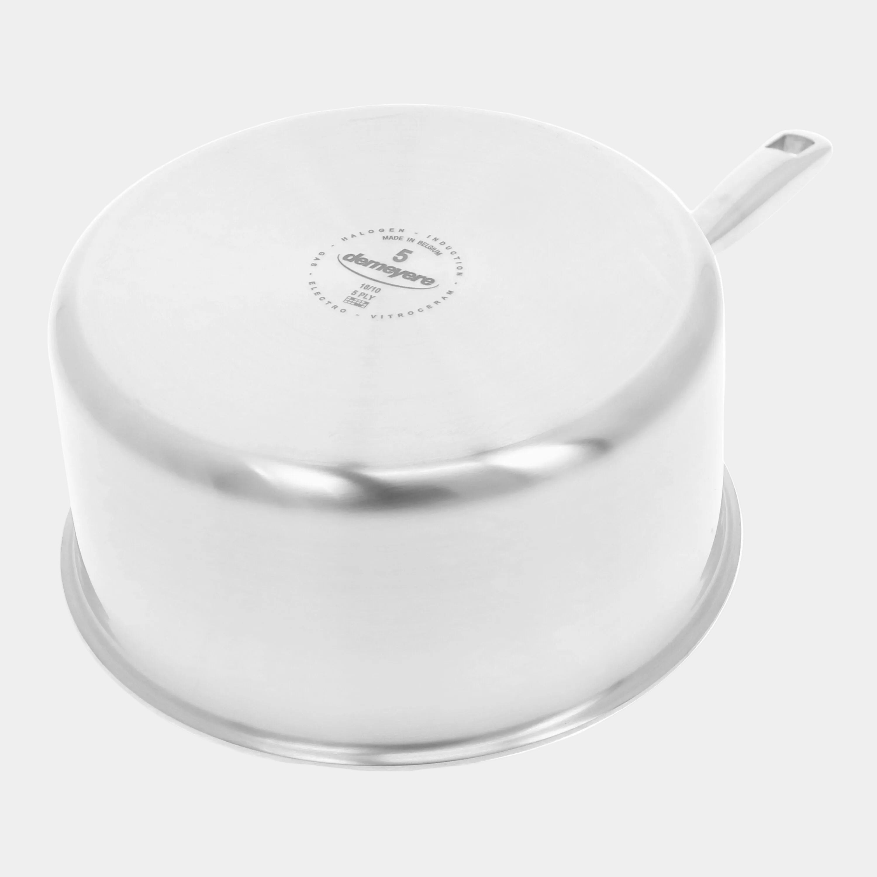 White metal pot with lid on a white background