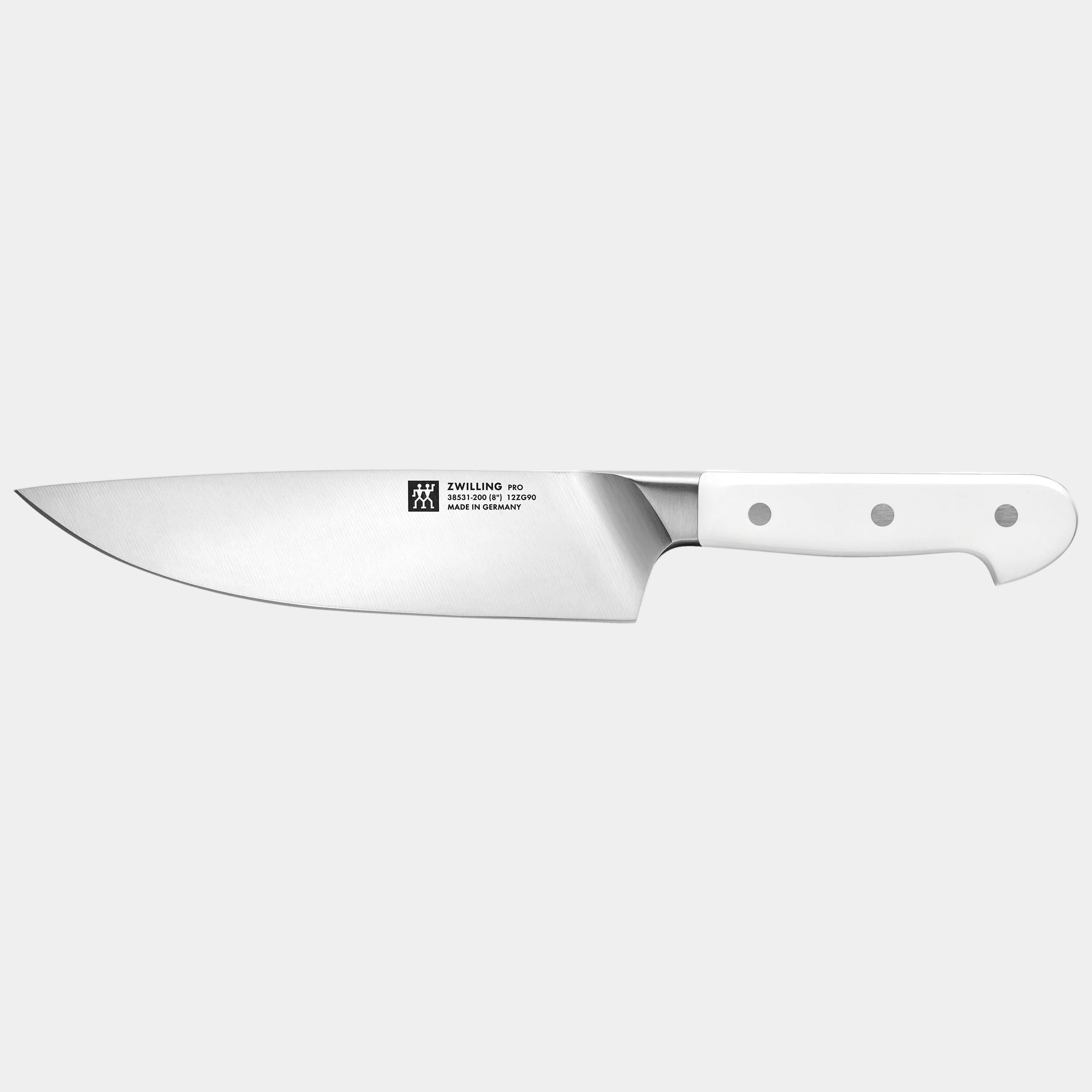 Knife with a white handle on a white background