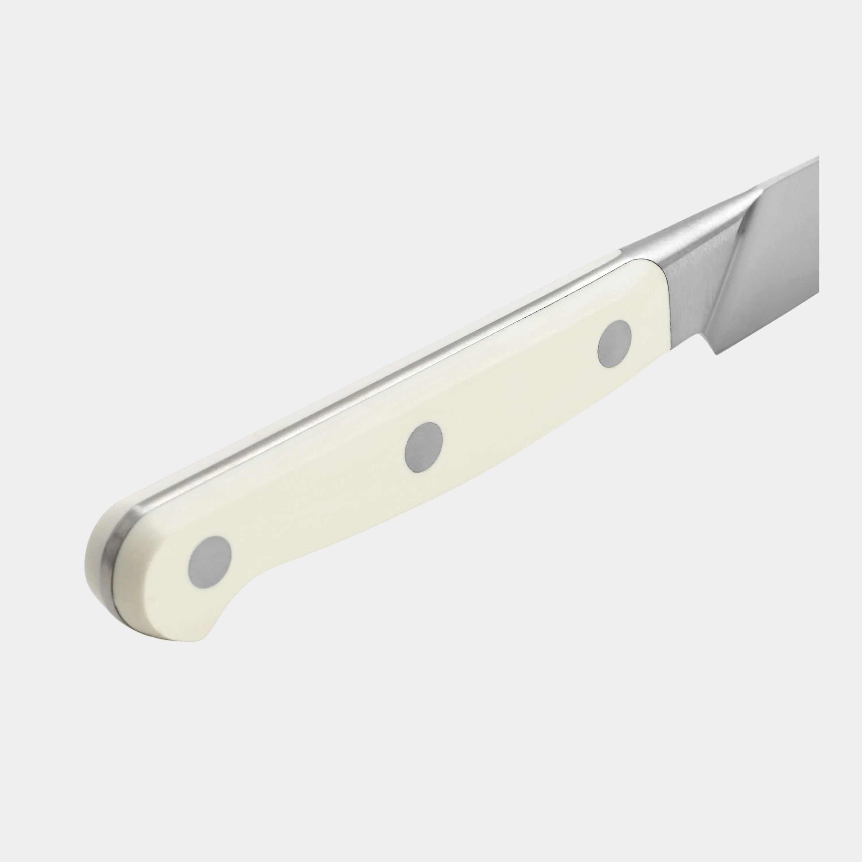 Knife with a white handle on a white background