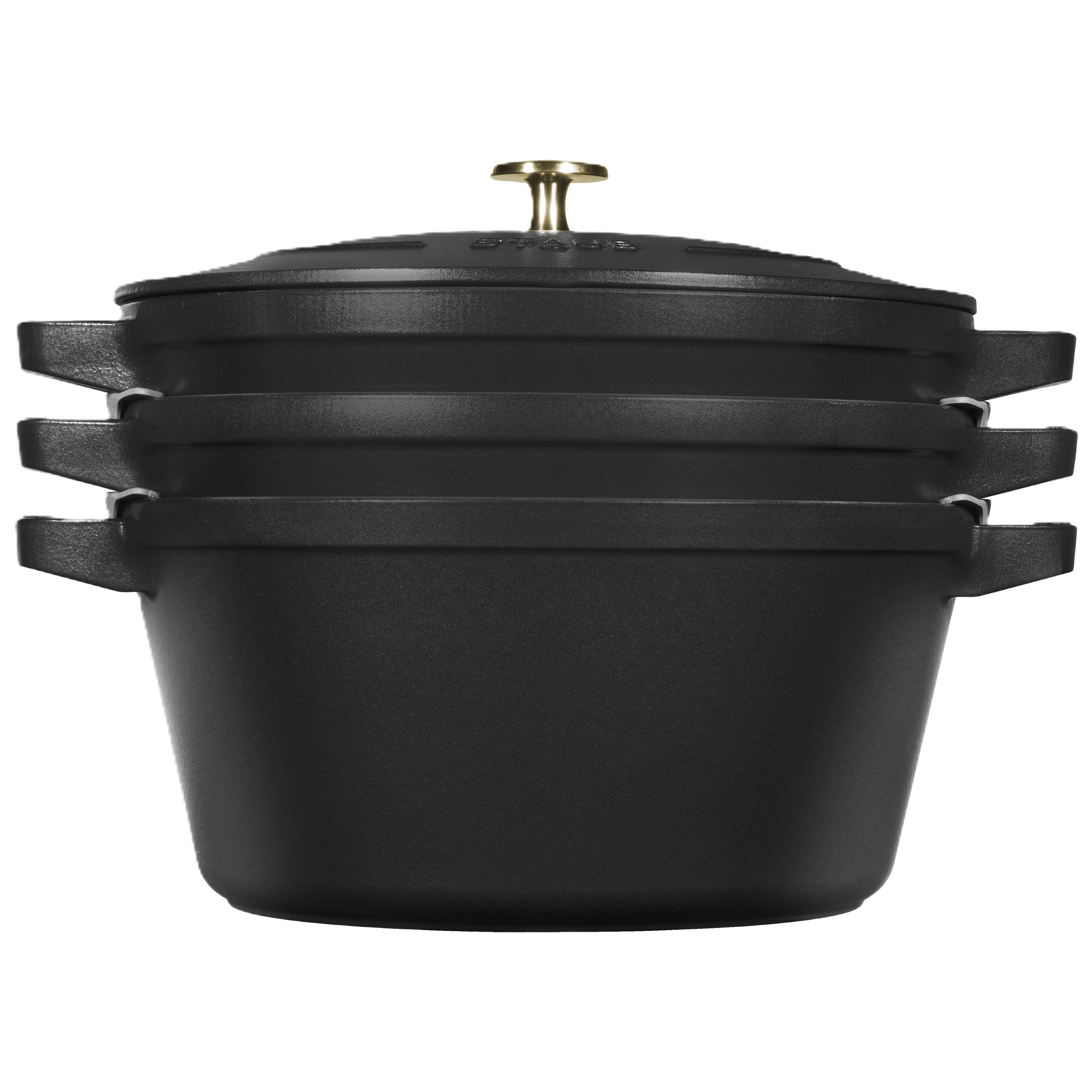 STAUB Stackable Set Stackable Set Large 4 Piece Cast Iron, Black