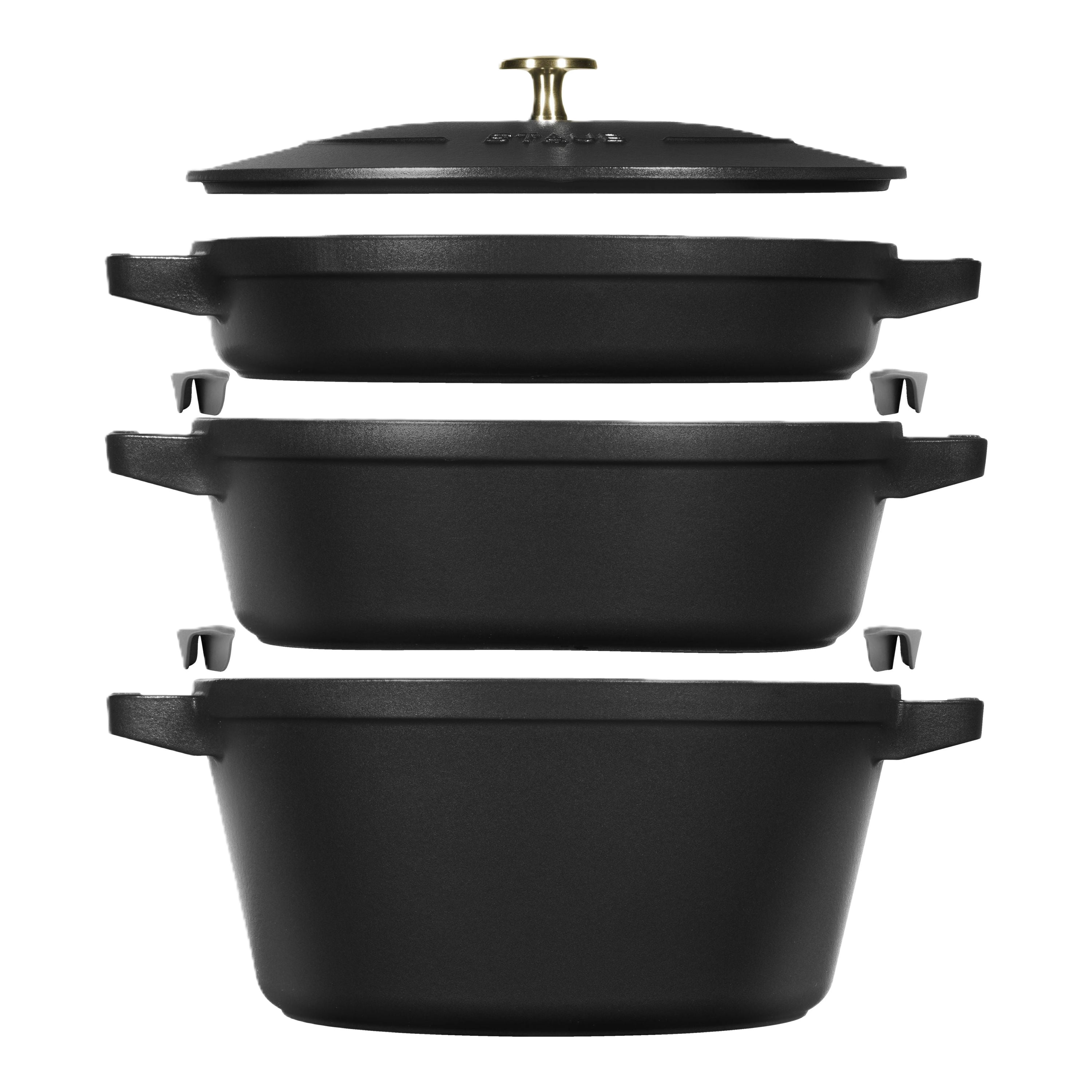 STAUB Stackable Set Stackable Set Large 4 Piece Cast Iron, Black