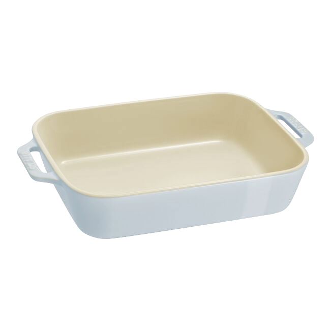 STAUB Macaron Baker Set Rectangular - rectangular dish in light blue and cream