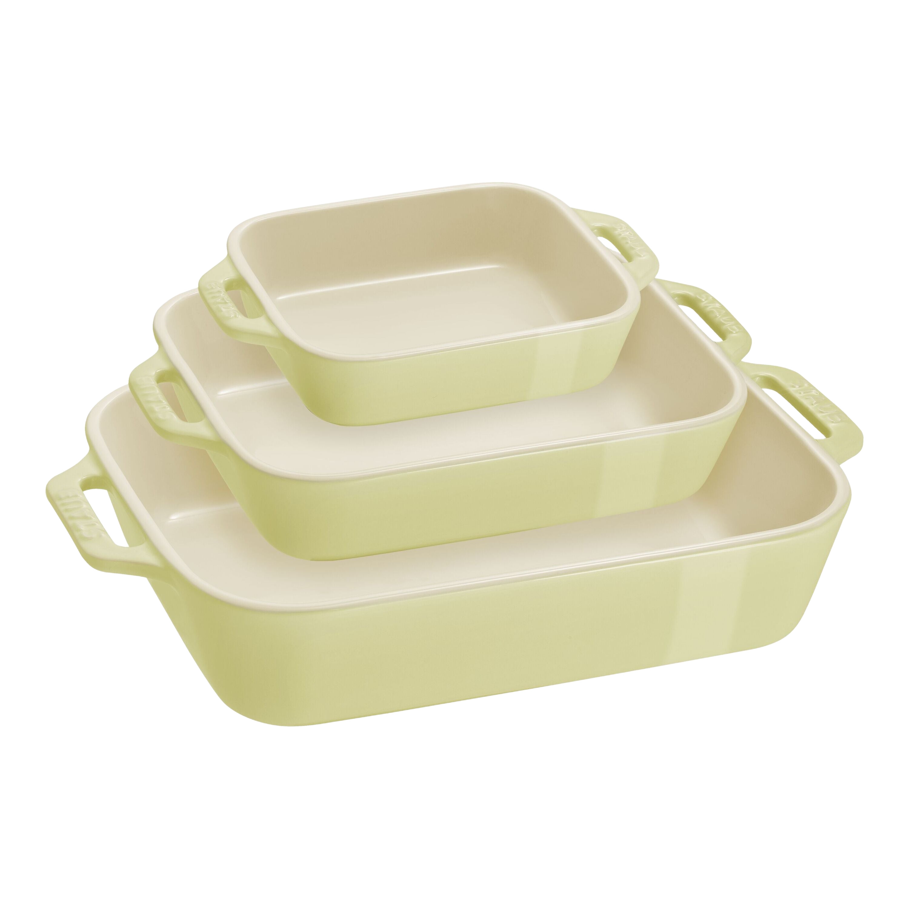 STAUB Ceramique Rectangular Baking Dish Set Macaron Light Green 3 Piece-0