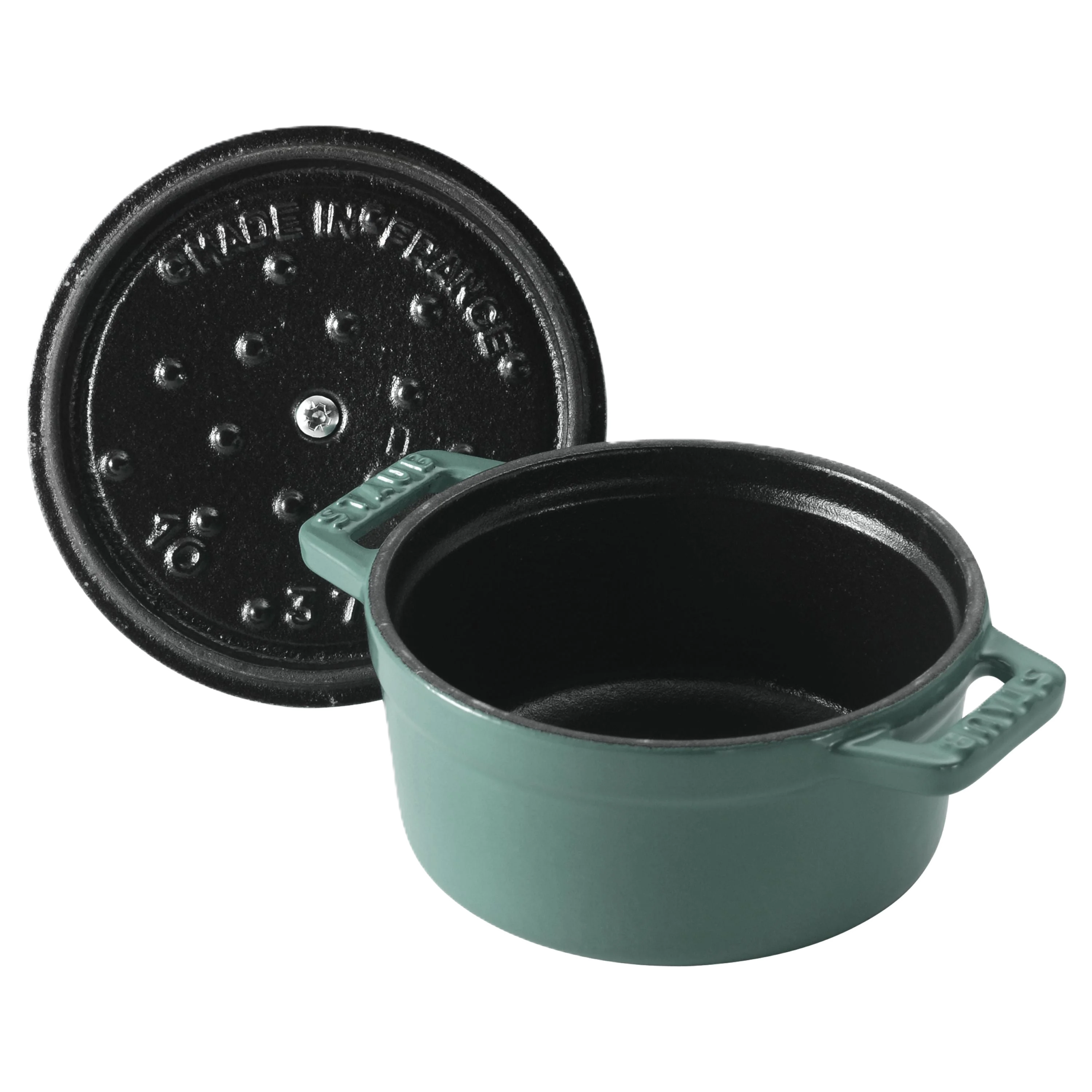 STAUB La Cocotte 250 mL Cast Iron Round Mini Cocotte, Eucalyptus