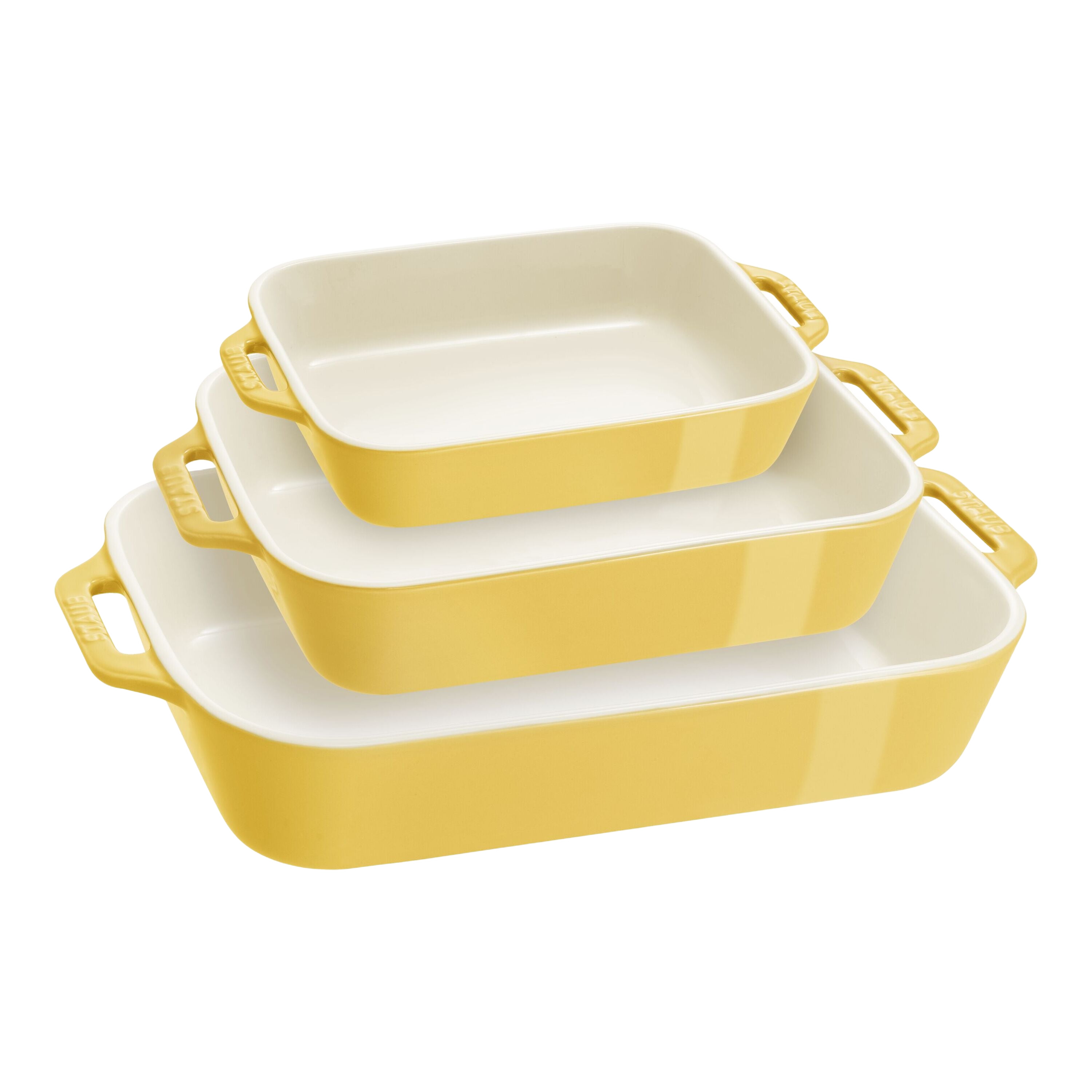 STAUB Ceramique Rectangular Baking Dish Set Citron 3 Piece-0