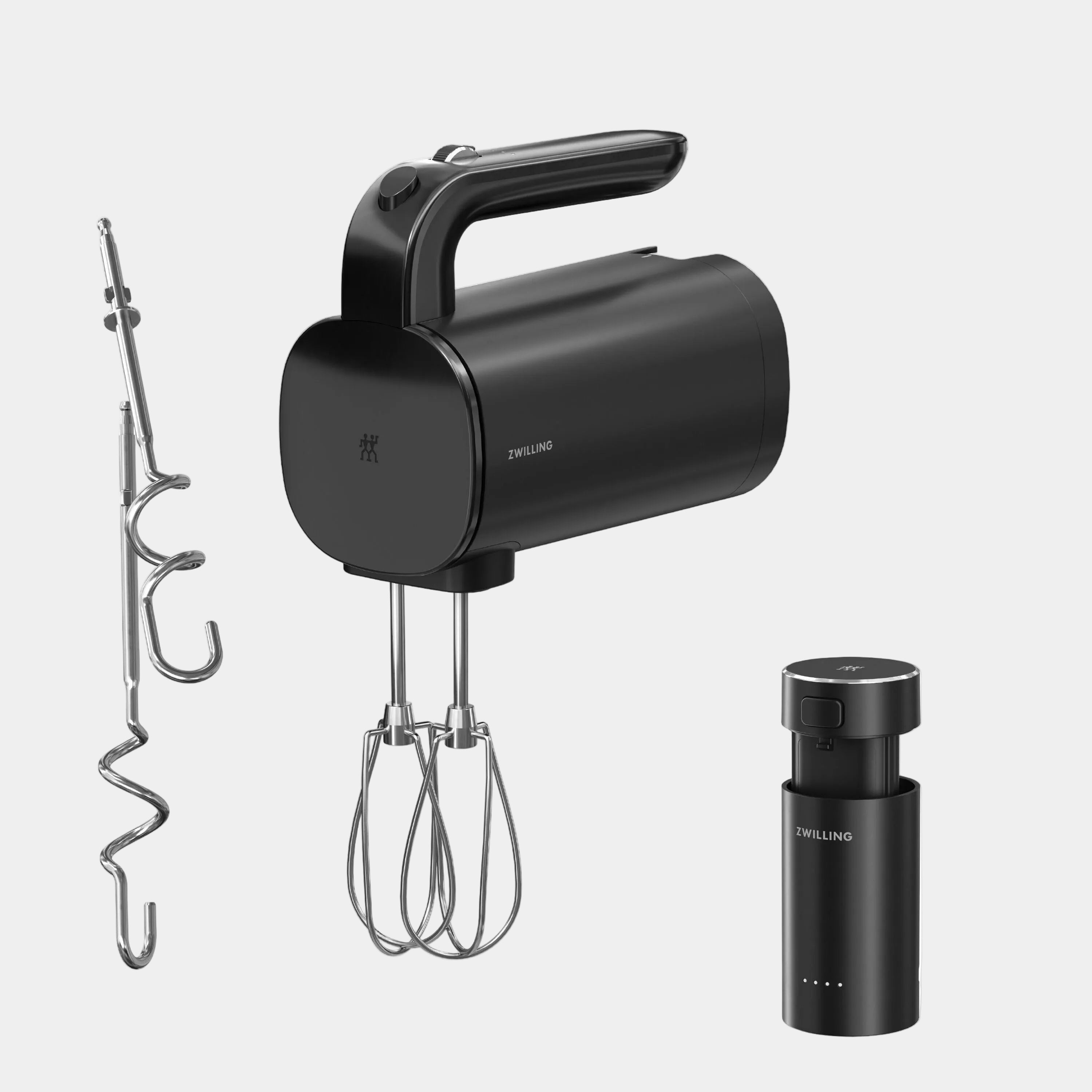 zwilling hand mixer with attachments and a bottle, featuring the Zwilling brand and an iF Design Award 2025 badge.
