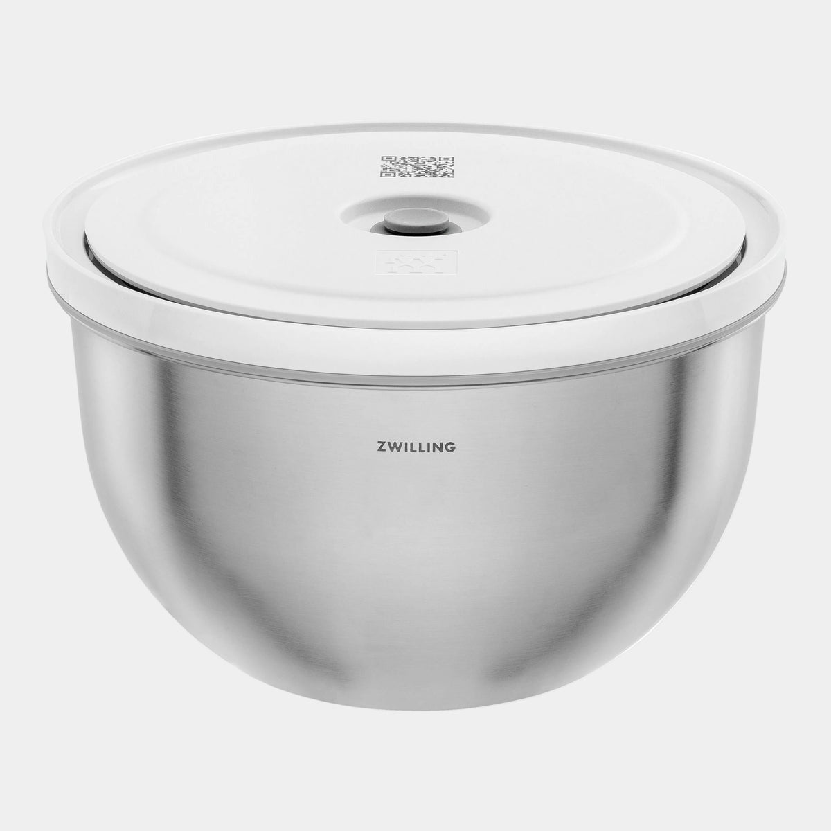 Stainless steel kitchen component with a lid on a white background, featuring the Zwilling brand.