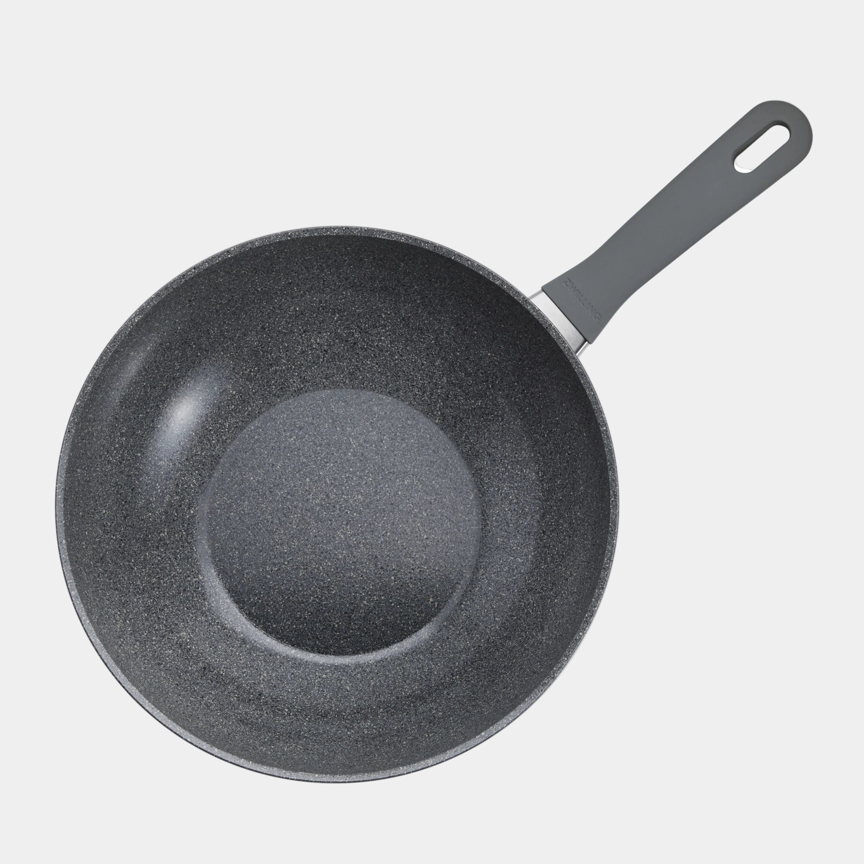 Black frying pan on a white background