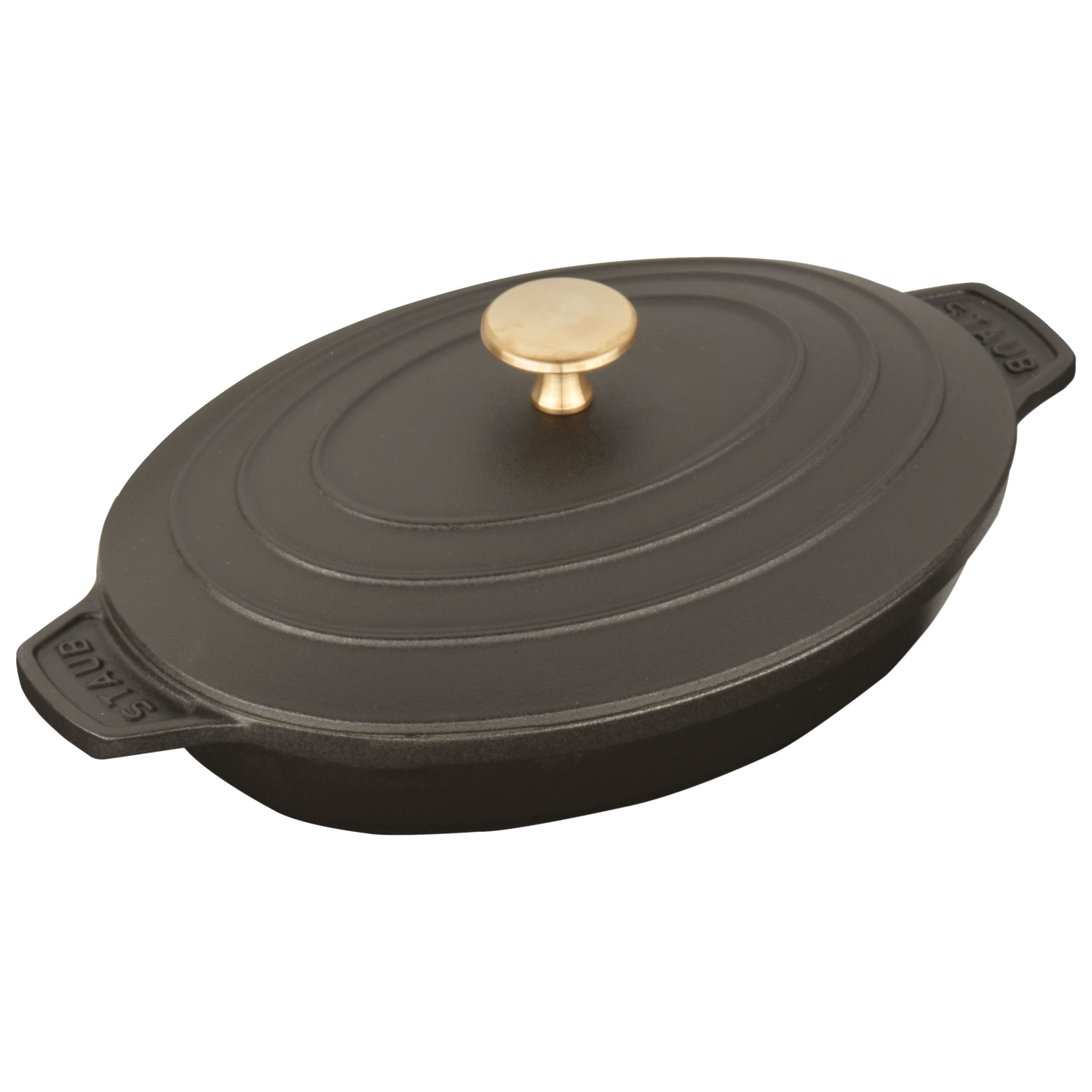 STAUB Specialities 1 L Cast Iron Oval Oven Dish With Lid, Black-1