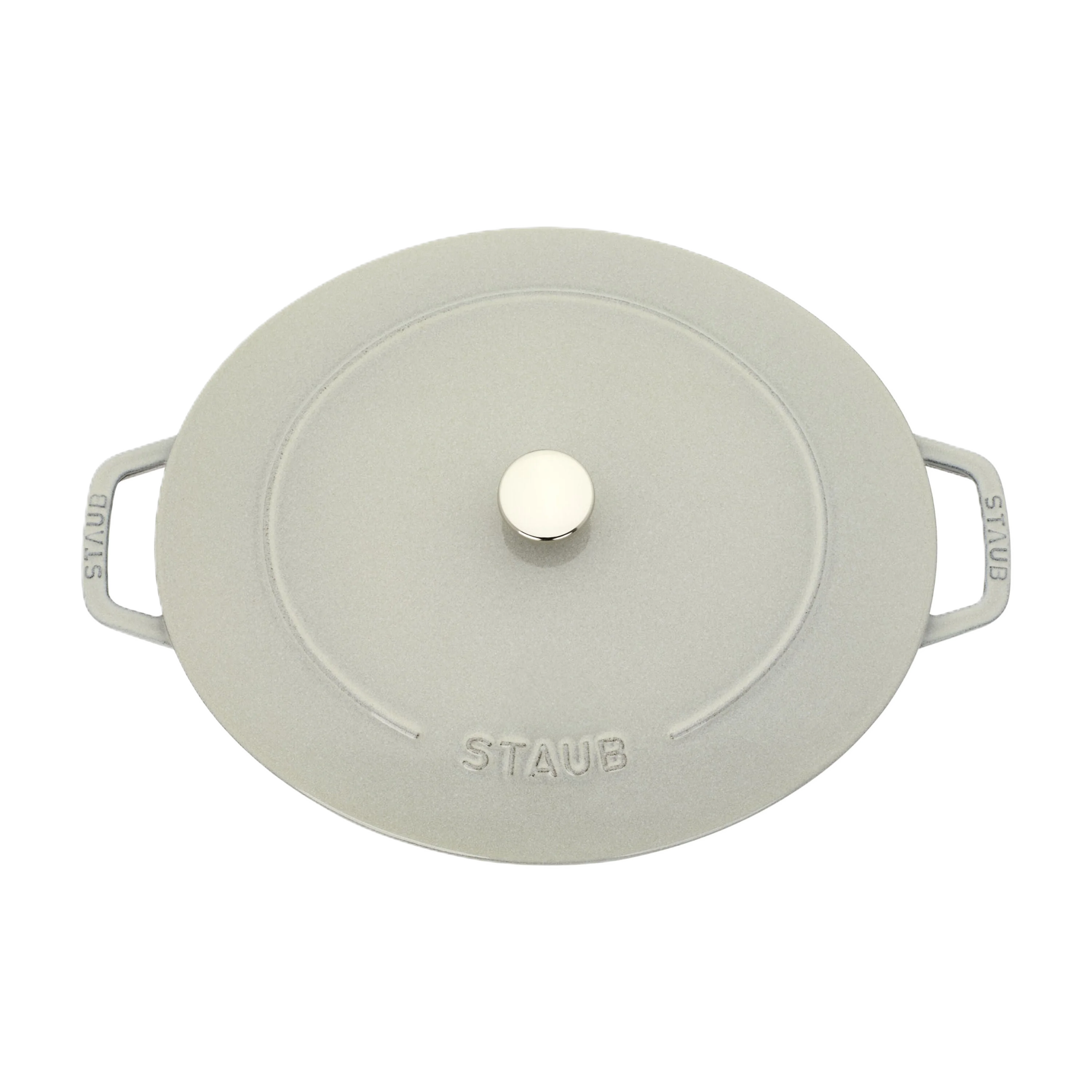 white Staub pot lid on a white background