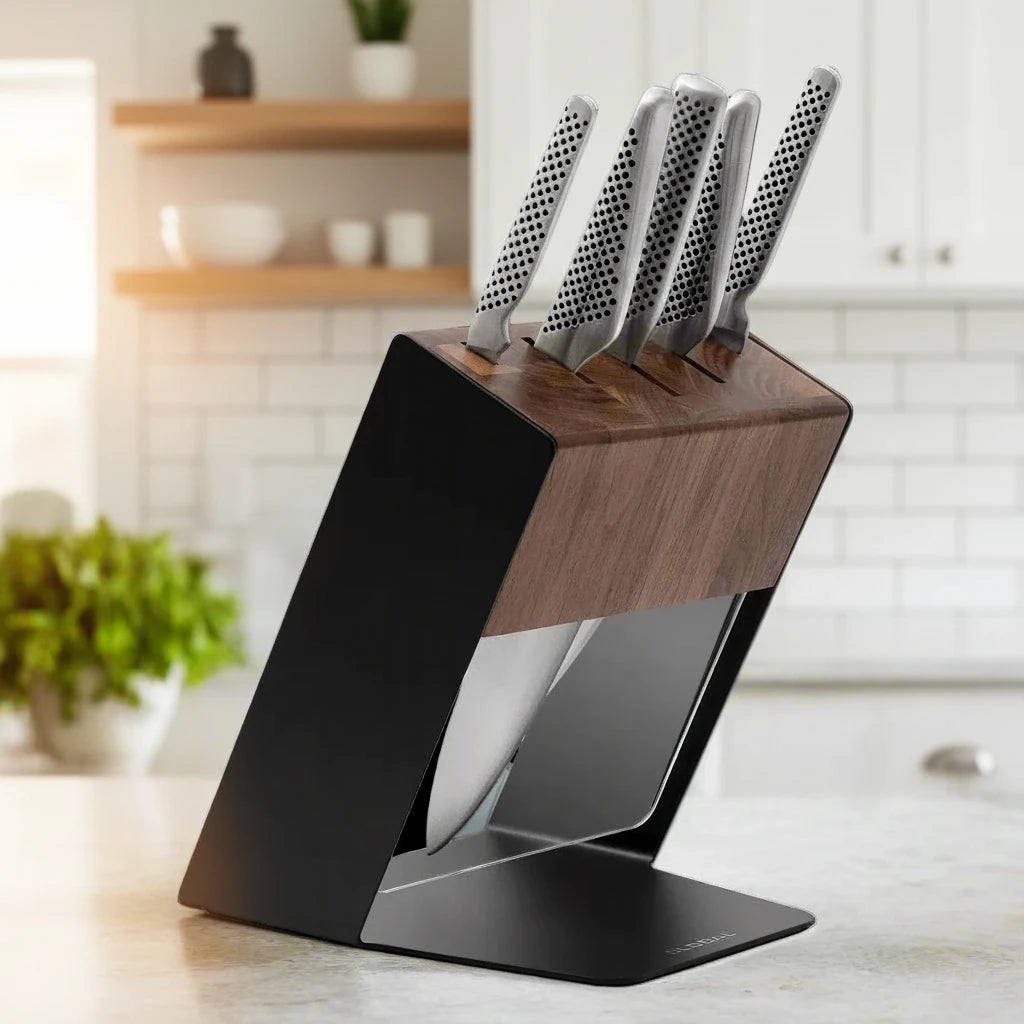 Global Katana 6-Piece Knife Block Set – Black (Made in Japan)