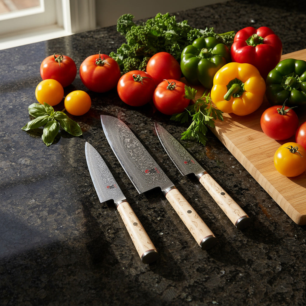 MIYABI 5000 MCD 3 Piece Knife Set, Brown