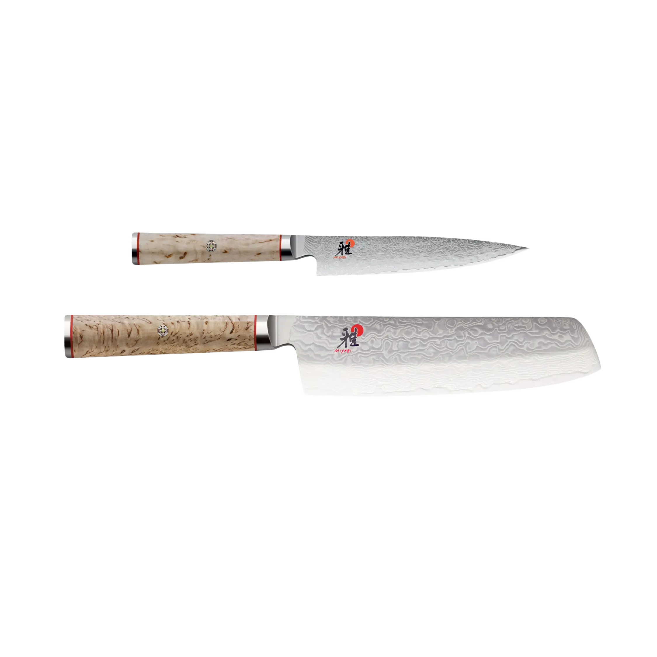 MIYABI 5000 MCD 2 Piece 6.5 inch Nakiri & 5 inch Paring Knife, Brown