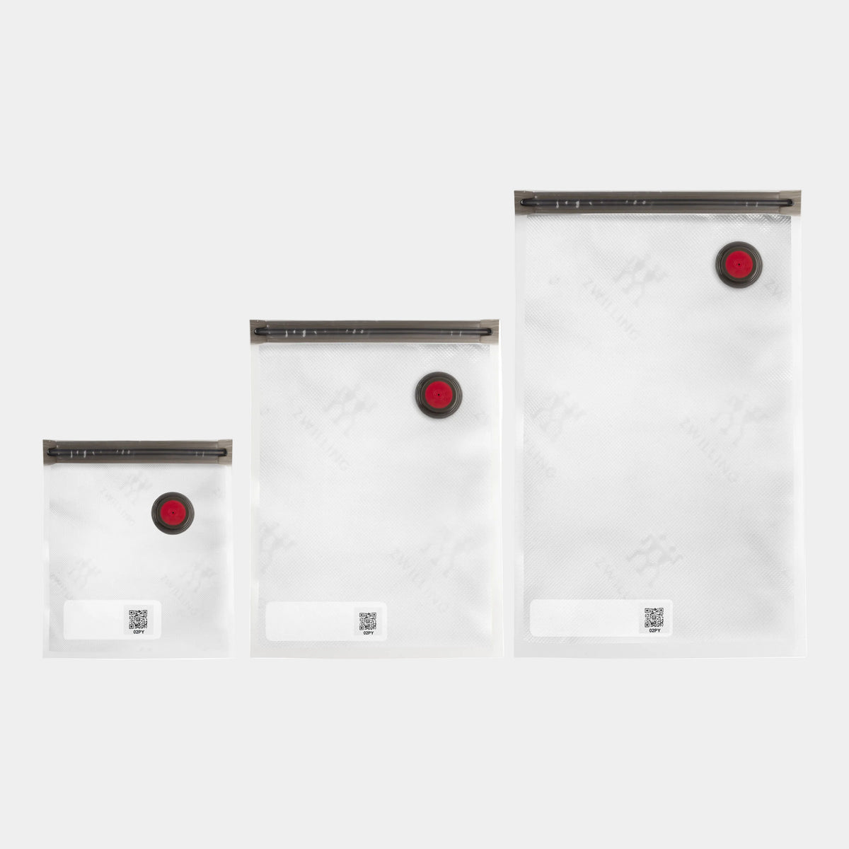 Three white envelopes with red circular stamps on a white background