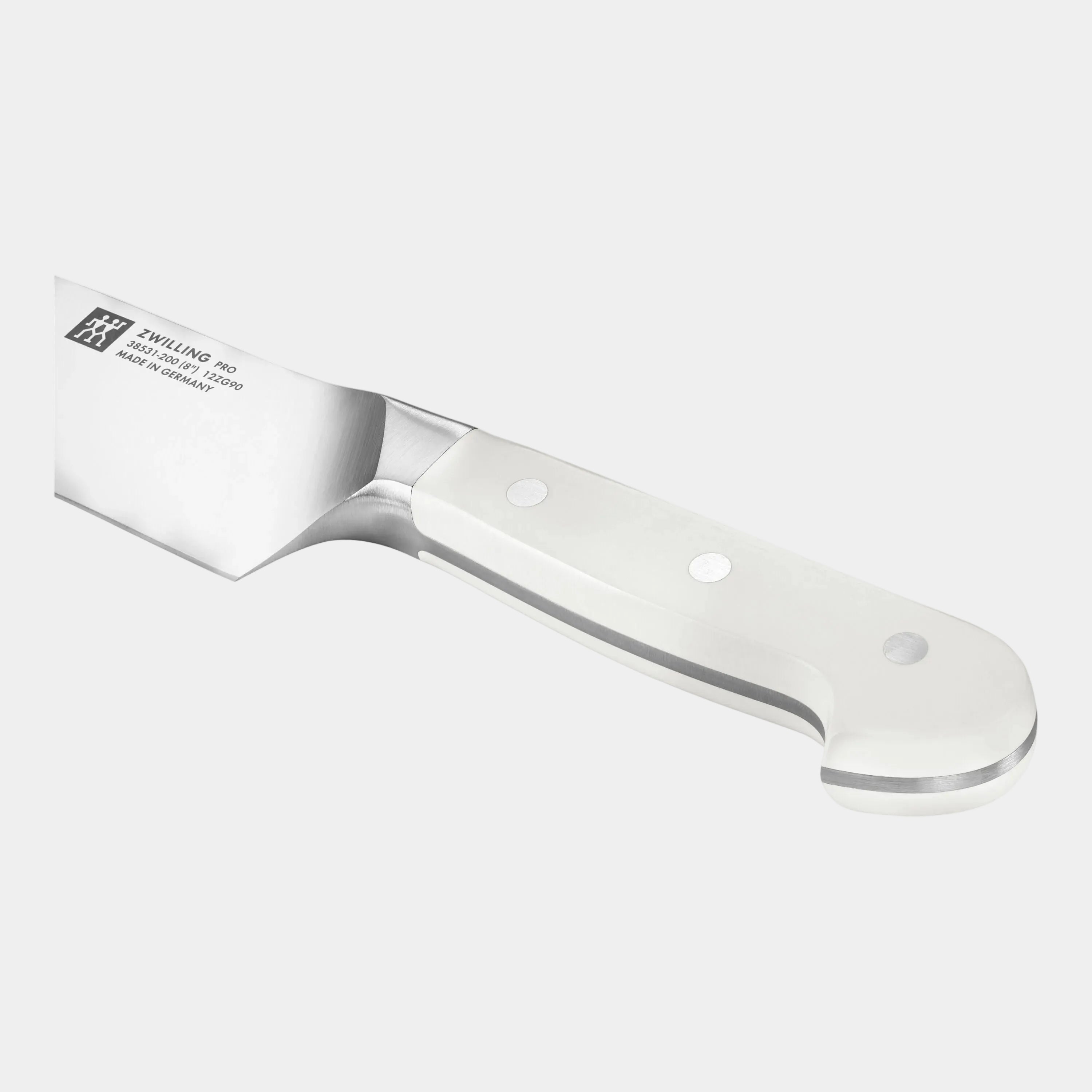 Knife with a white handle on a white background