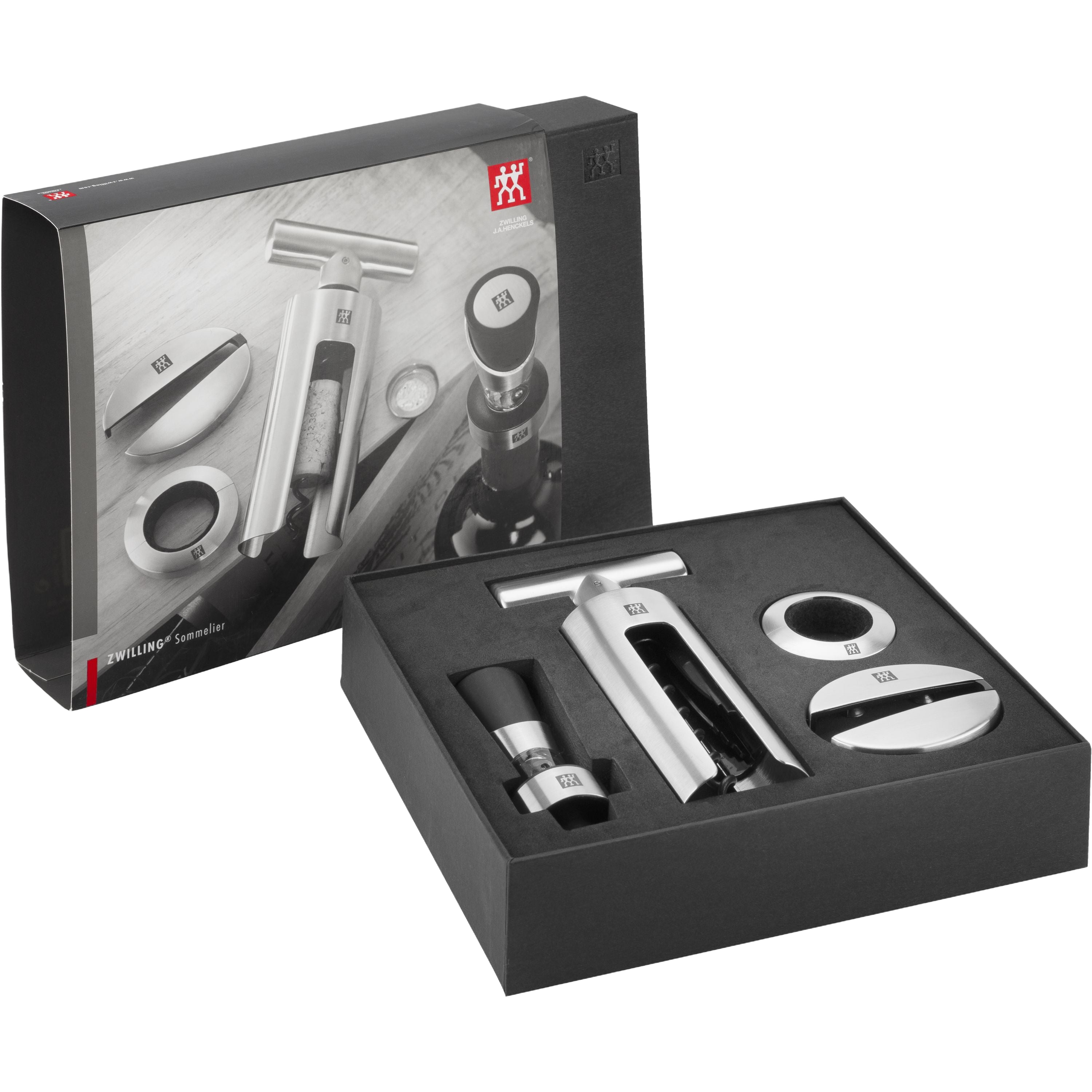 ZWILLING Sommelier 4 Piece Silver Wine Set with FOIL CUTTER-1
