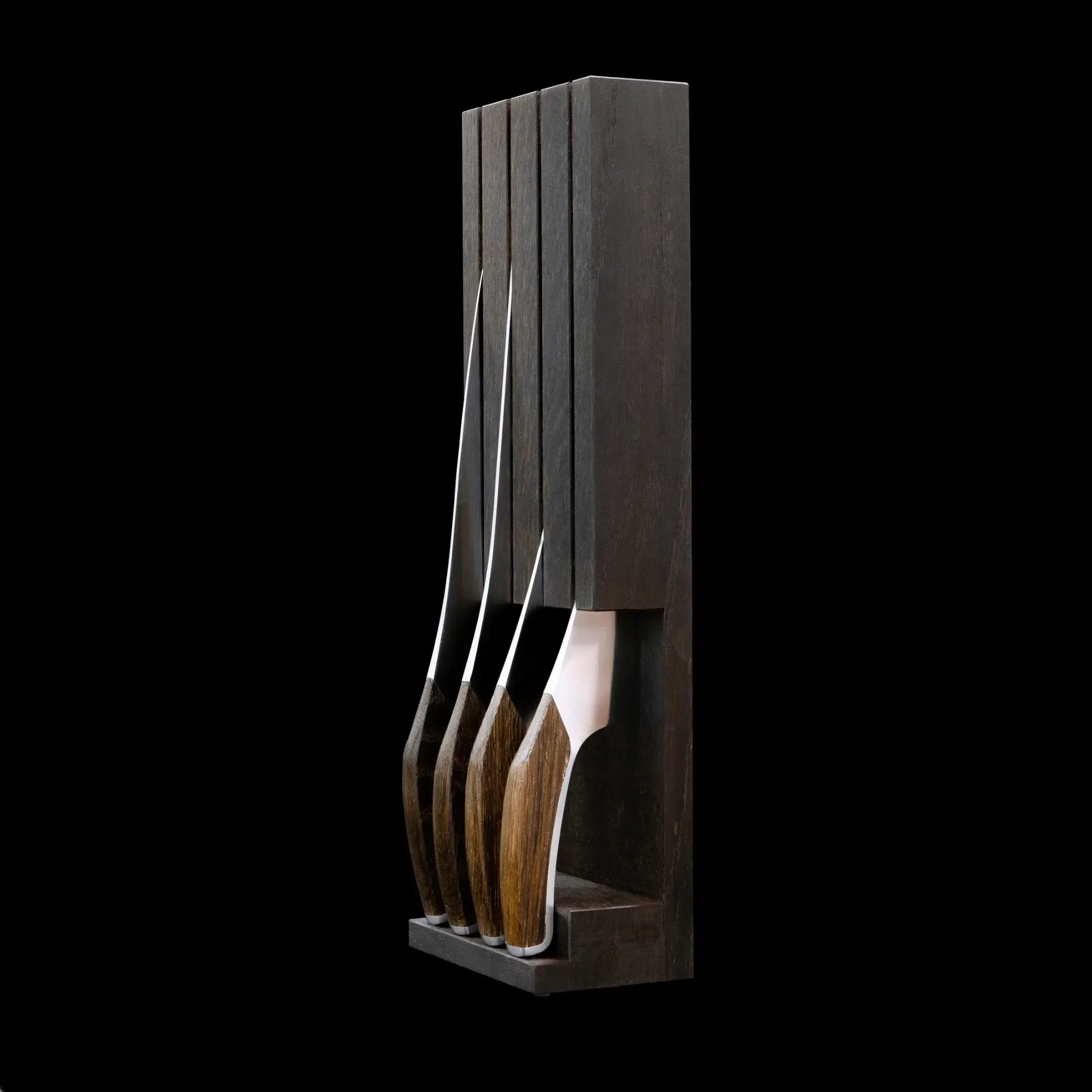 SYNCHROS | Set of 4 Knives with Oak-wood Knife holder