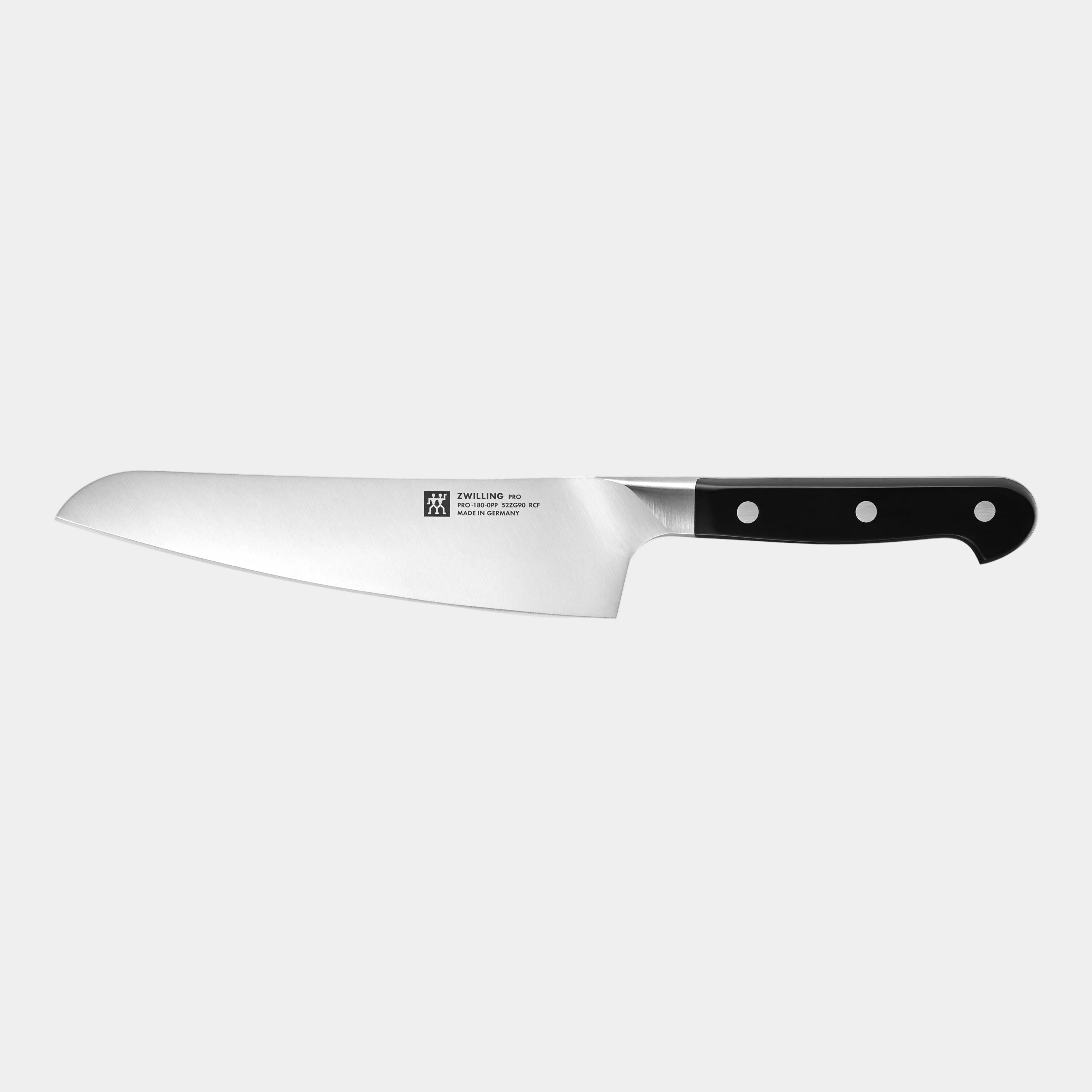 Knife with a black handle on a white background