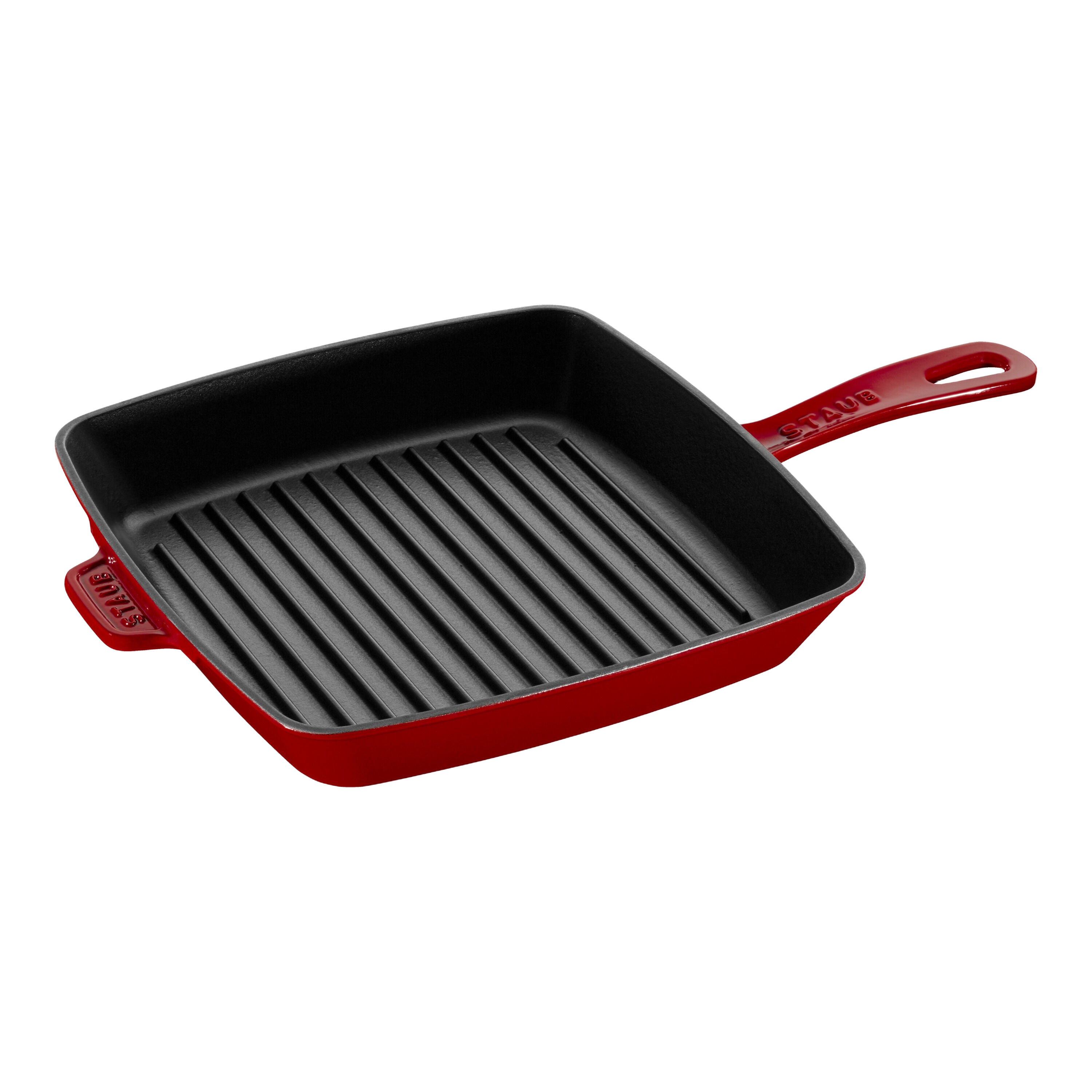 STAUB Grill Pans 26 cm Cast Iron Square American Grill, Cherry-0