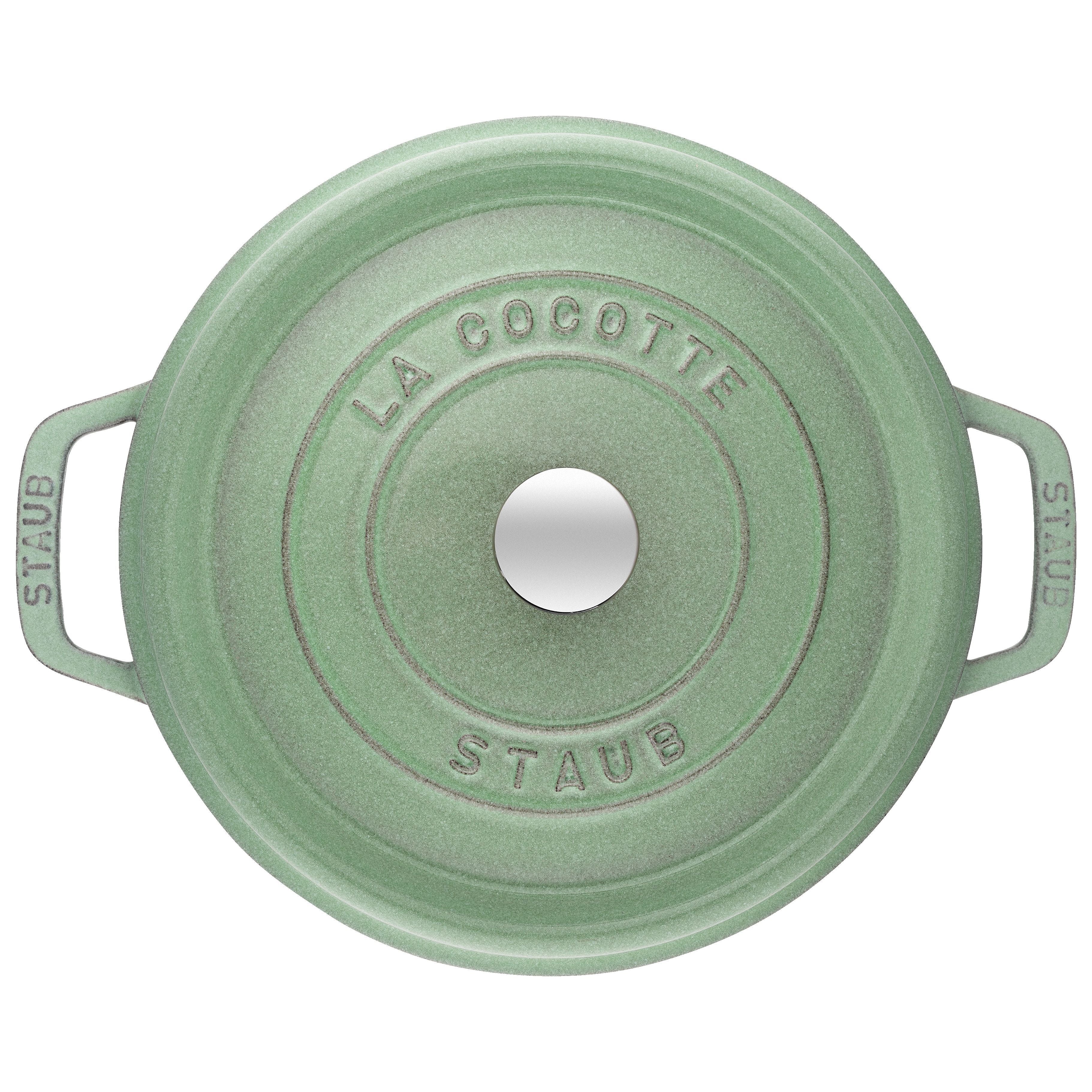 STAUB La Cocotte 6.75 L Cast Iron Round Cocotte, Sage-1