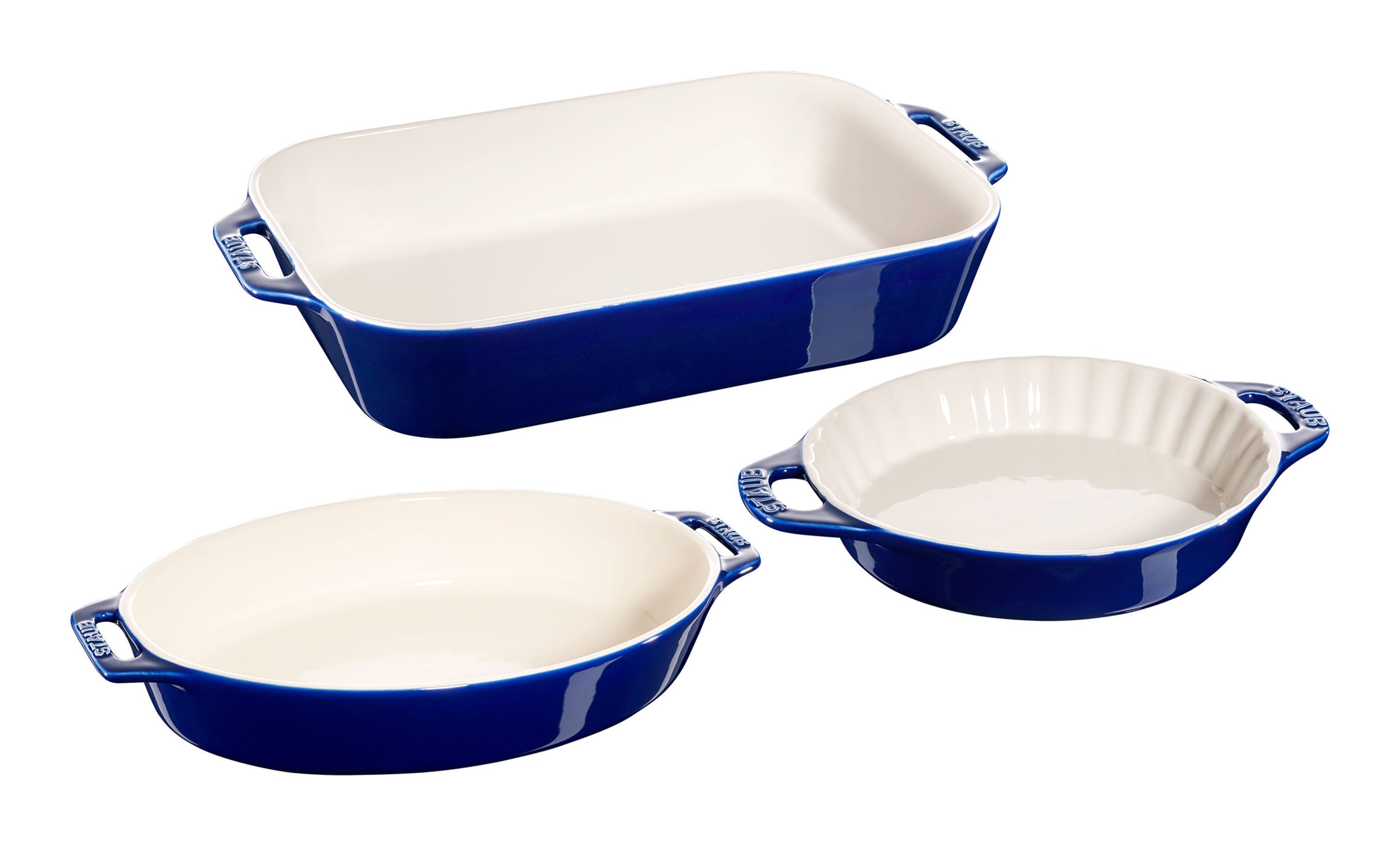 STAUB Ceramique Mixed Baking Dish Set Dark Blue 3 Piece-0
