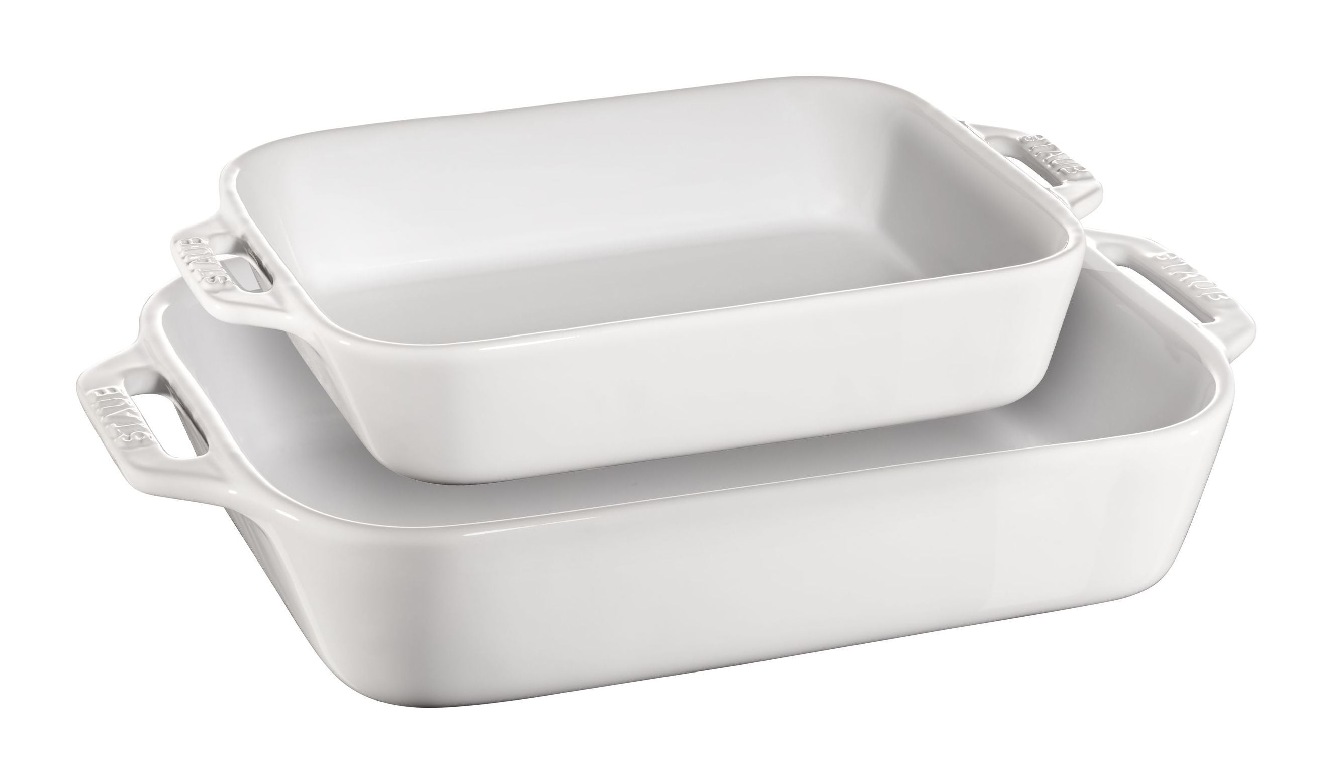 STAUB Ceramique Rectangular Baking Dish Set White 2 Piece-0