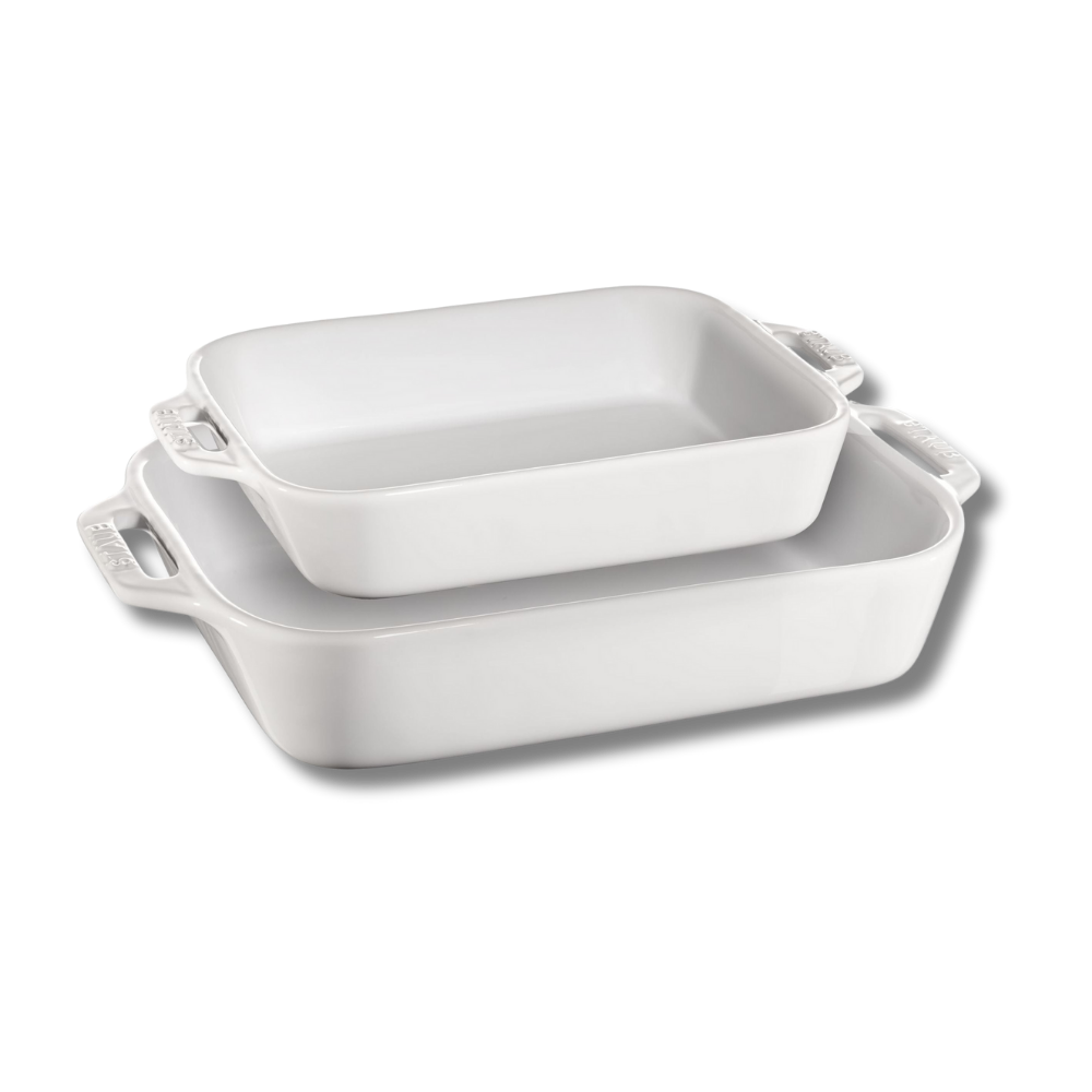 STAUB Ceramique Rectangular Baking Dish Set of 2 on white background