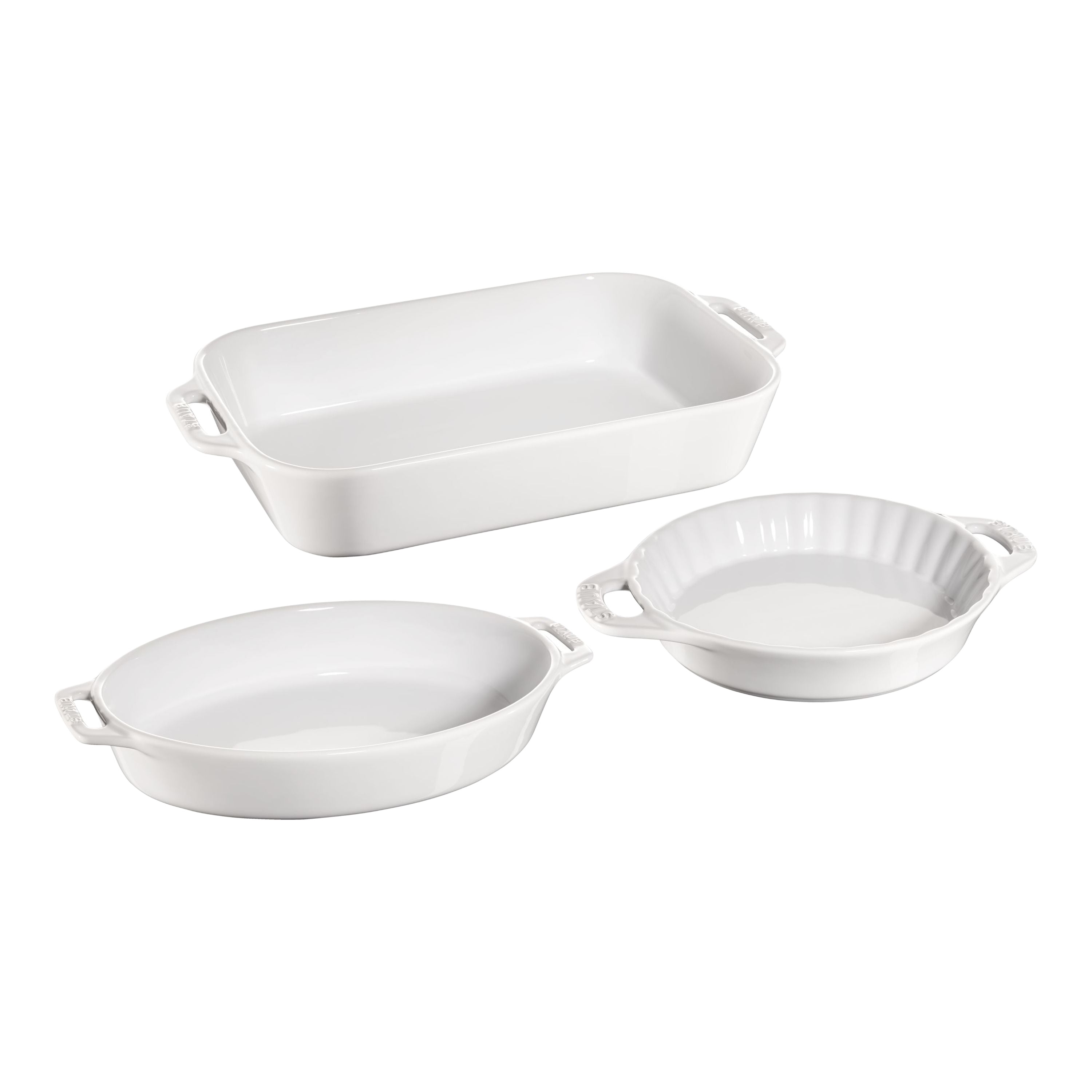 STAUB Ceramique Mixed Baking Dish Set White 3 Piece-0