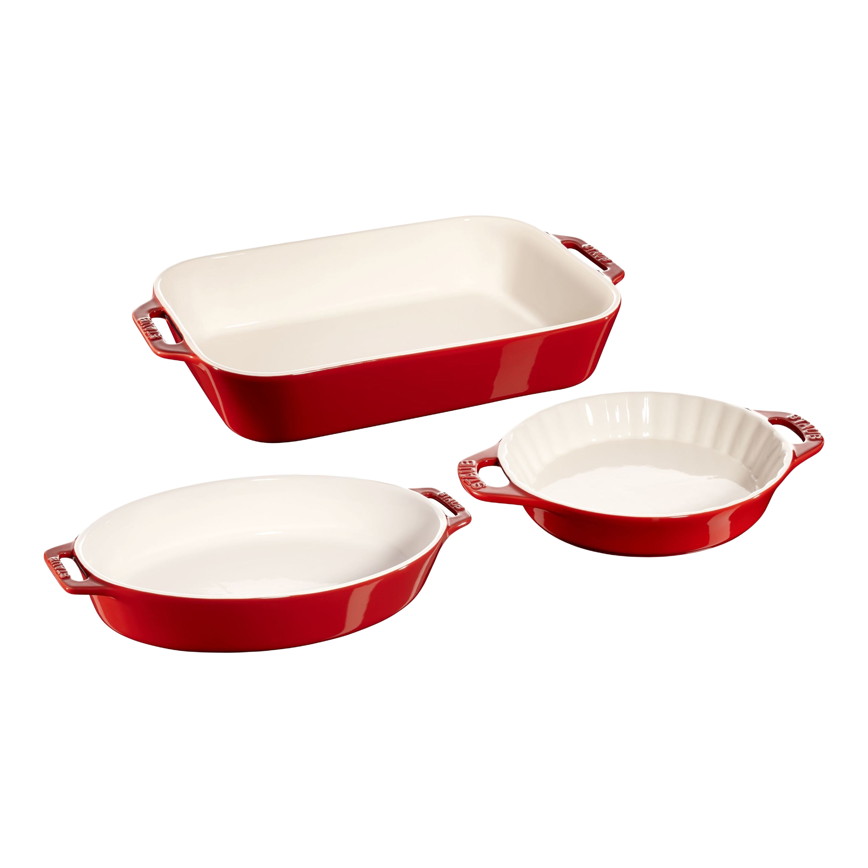 STAUB Ceramique Mixed Baking Dish Set Cherry 3 Piece-0