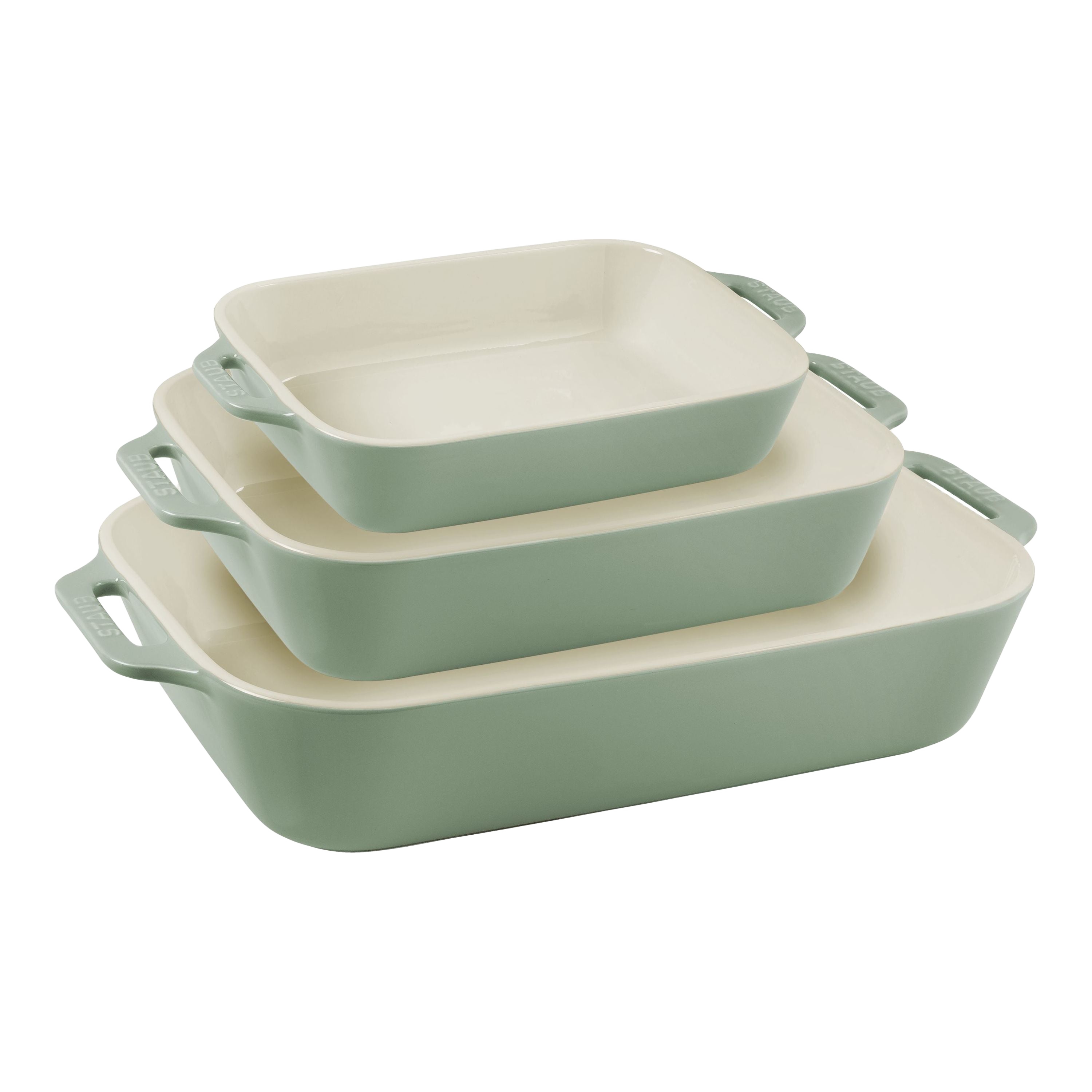 STAUB Ceramique Rectangular Baking Dish Set Eucalyptus 3 Piece-0