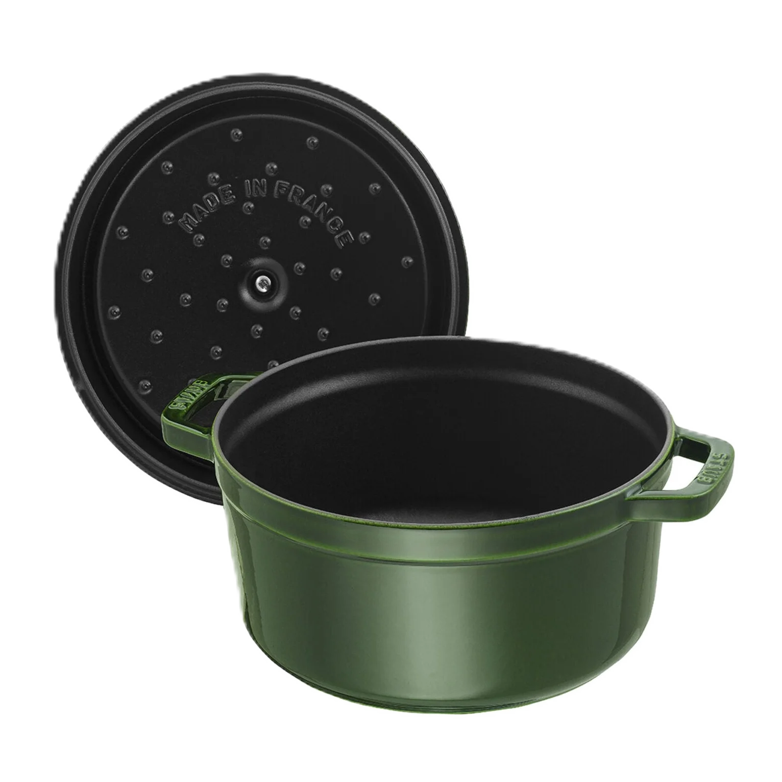 STAUB La Cocotte 6.75 L Cast Iron Round Cocotte, Basil-Green