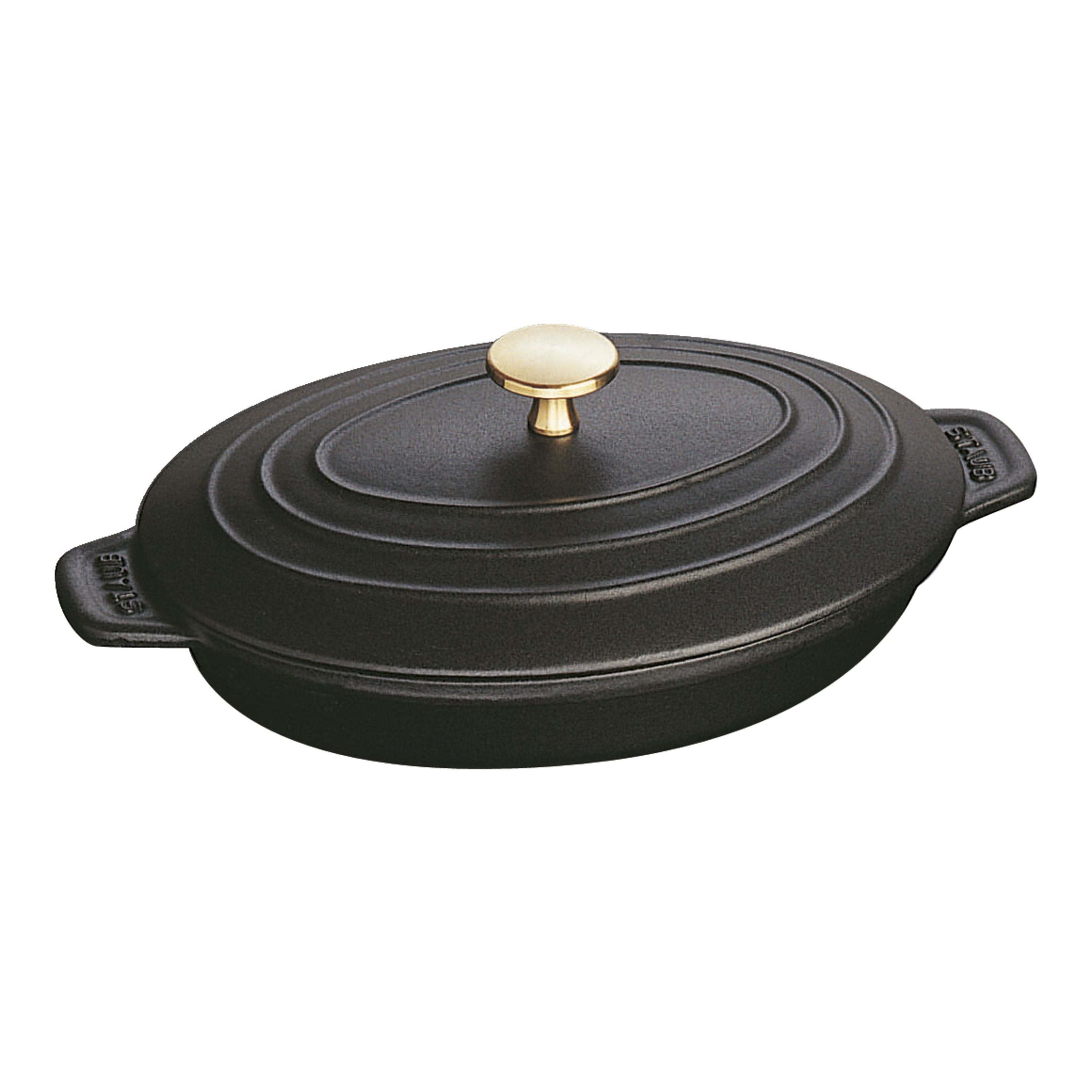 STAUB Specialities 1 L Cast Iron Oval Oven Dish With Lid, Black-0