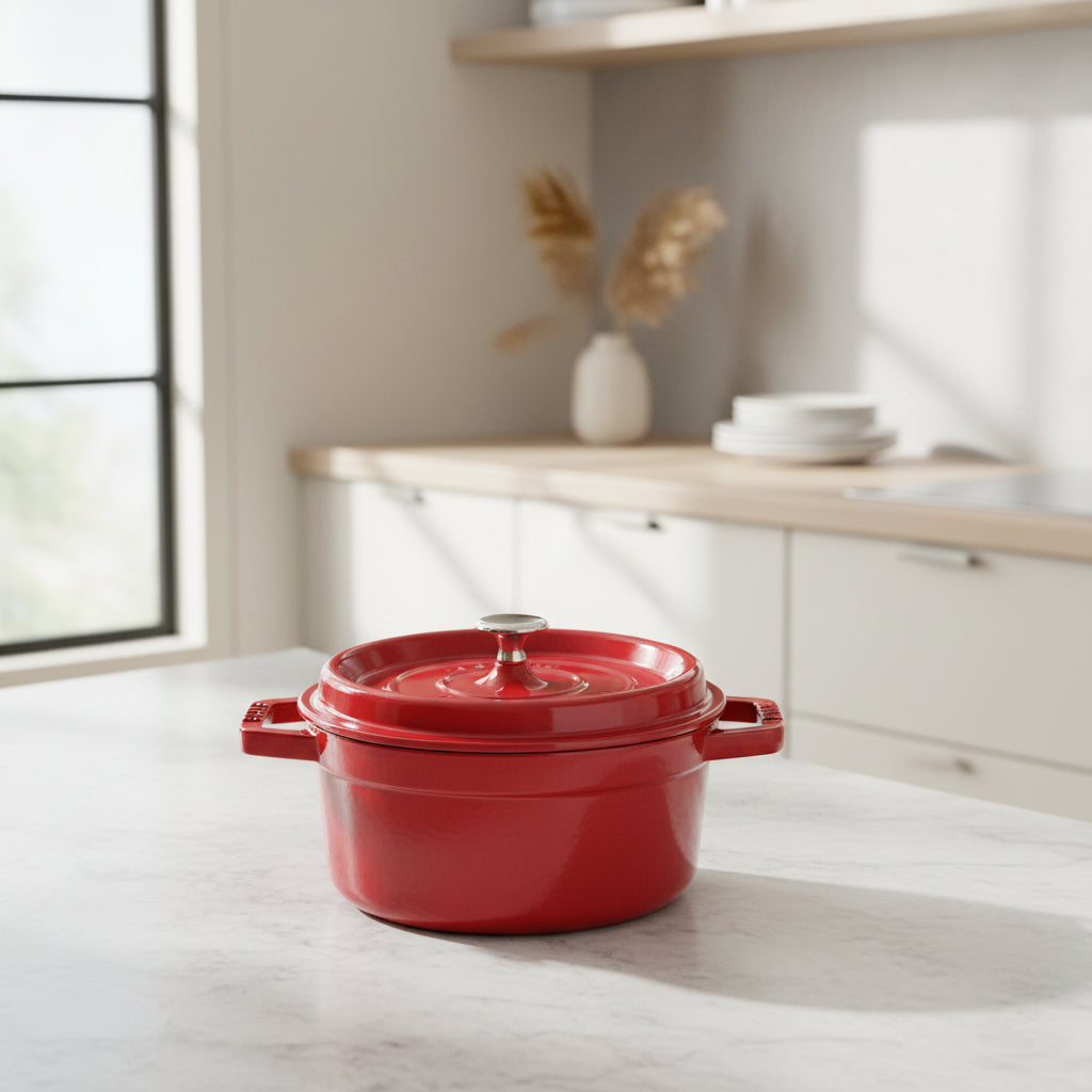 STAUB La Cocotte 2.5 L Cast Iron Round Cocotte, Cherry