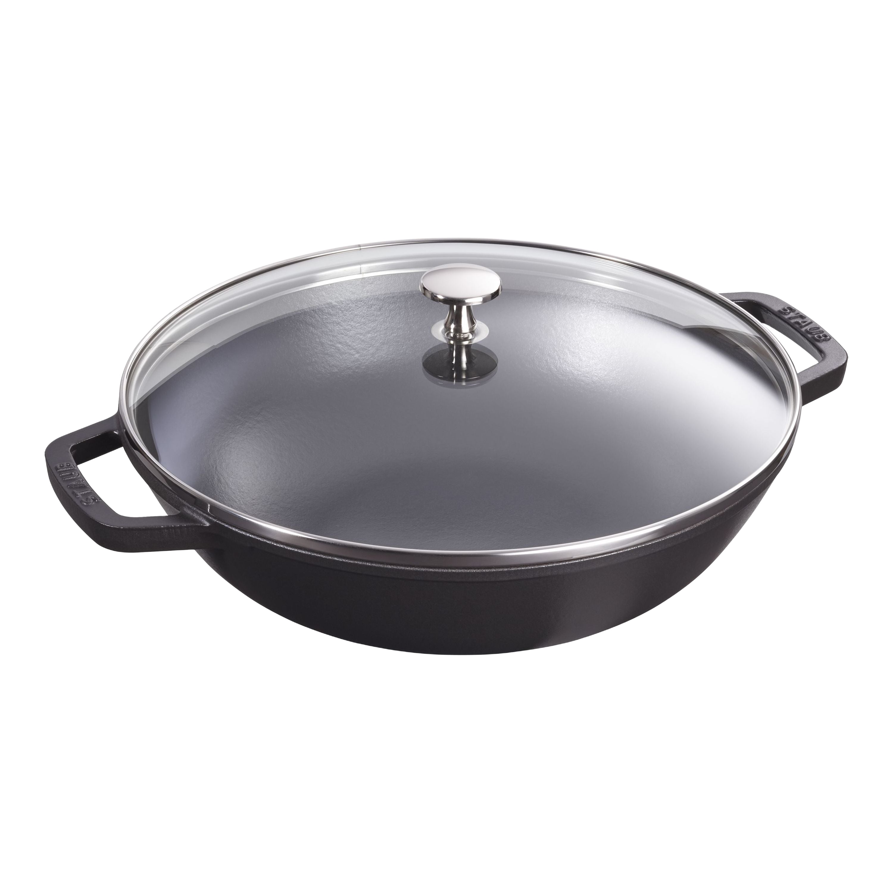 STAUB Specialities 30 cm / 12 inch Cast Iron Wok With Glass Lid, Black-0