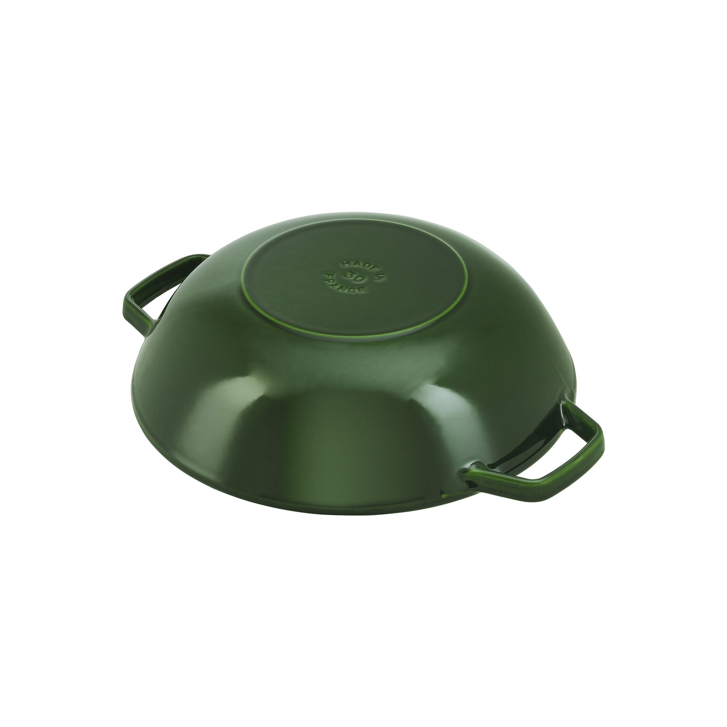 STAUB Specialities 30 cm / 12 inch Cast Iron Wok With Glass Lid, Basil-Green
