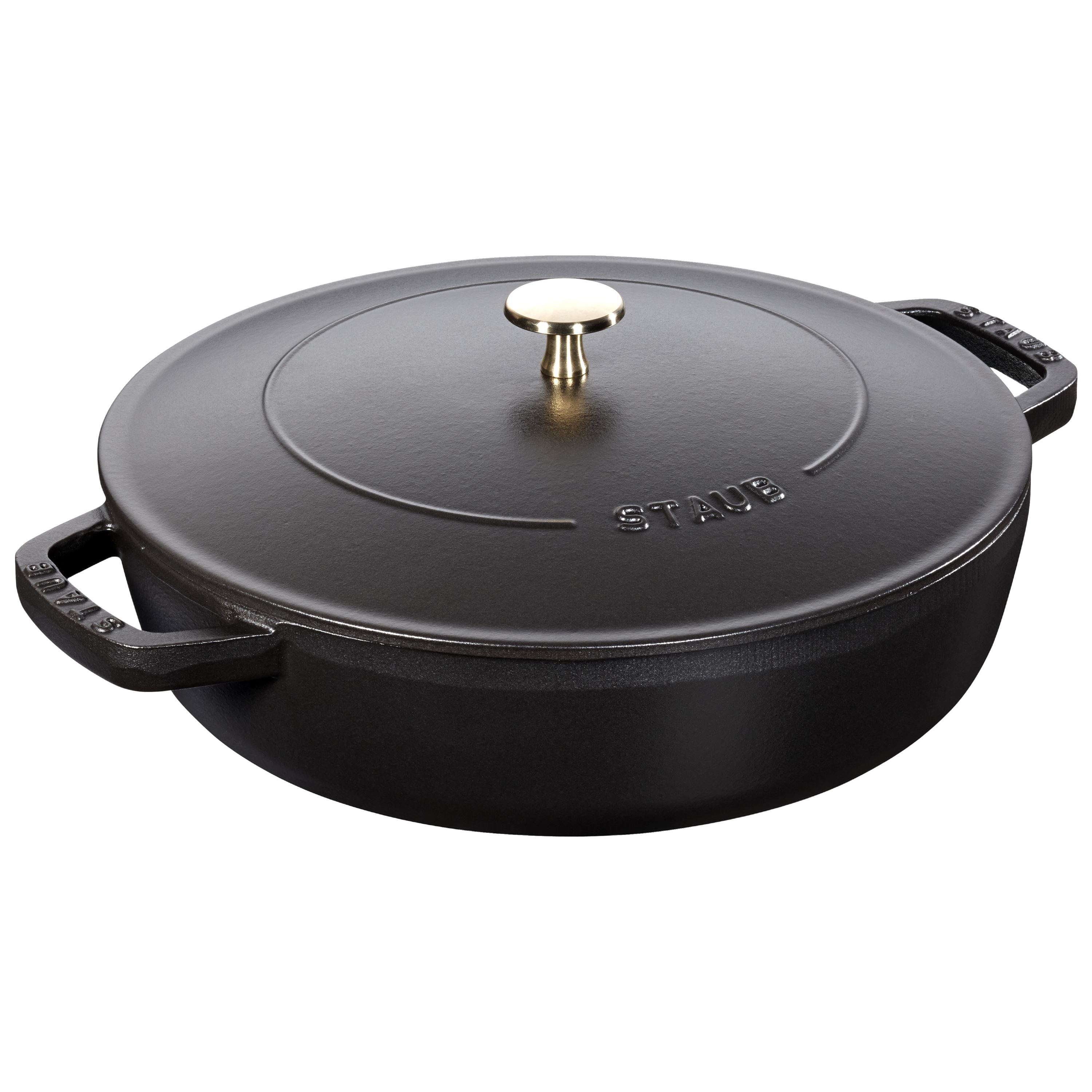STAUB Braisers 3.7 L Cast Iron Round Saute Pan Chistera, Black-0
