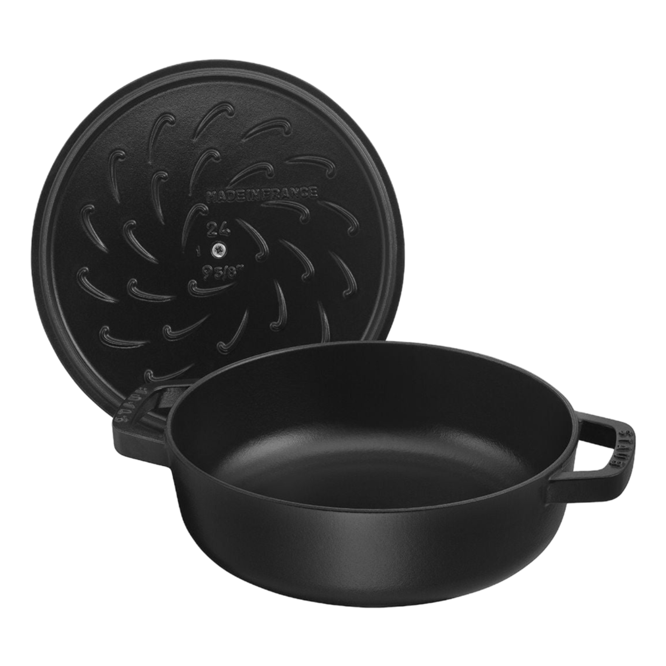 STAUB Braisers 3.7 L Cast Iron Round Saute Pan Chistera, Black-3