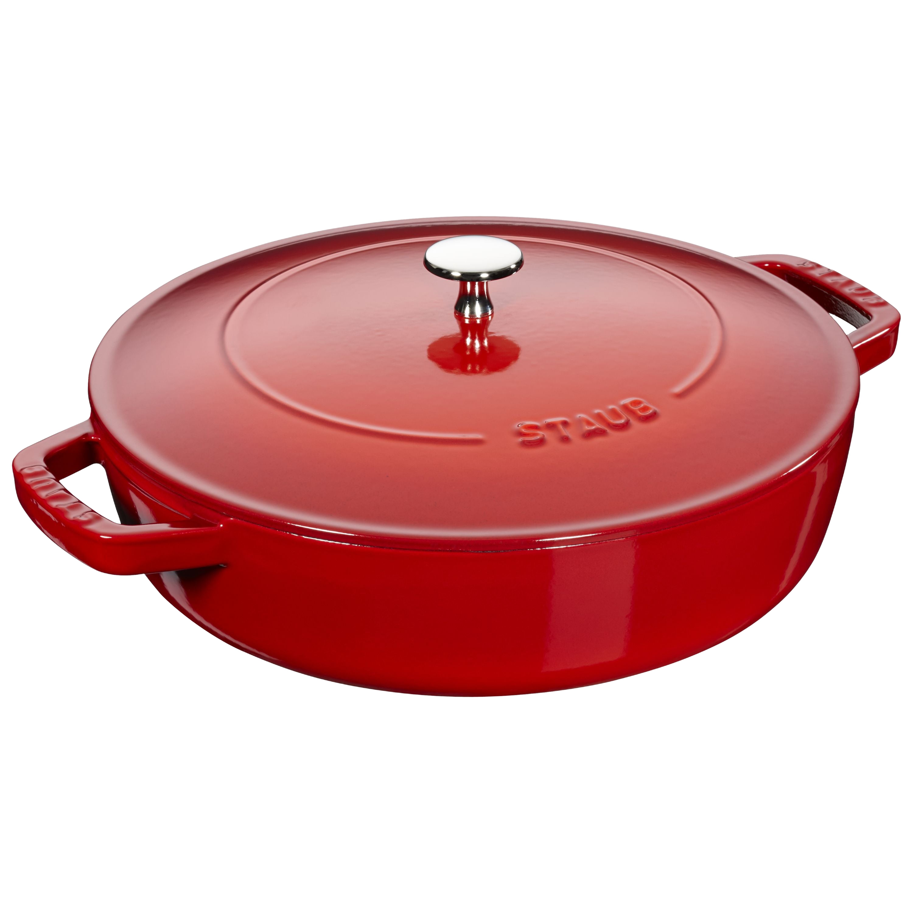 STAUB Braisers 3.7 L Cast Iron Round Saute Pan Chistera, Cherry-0