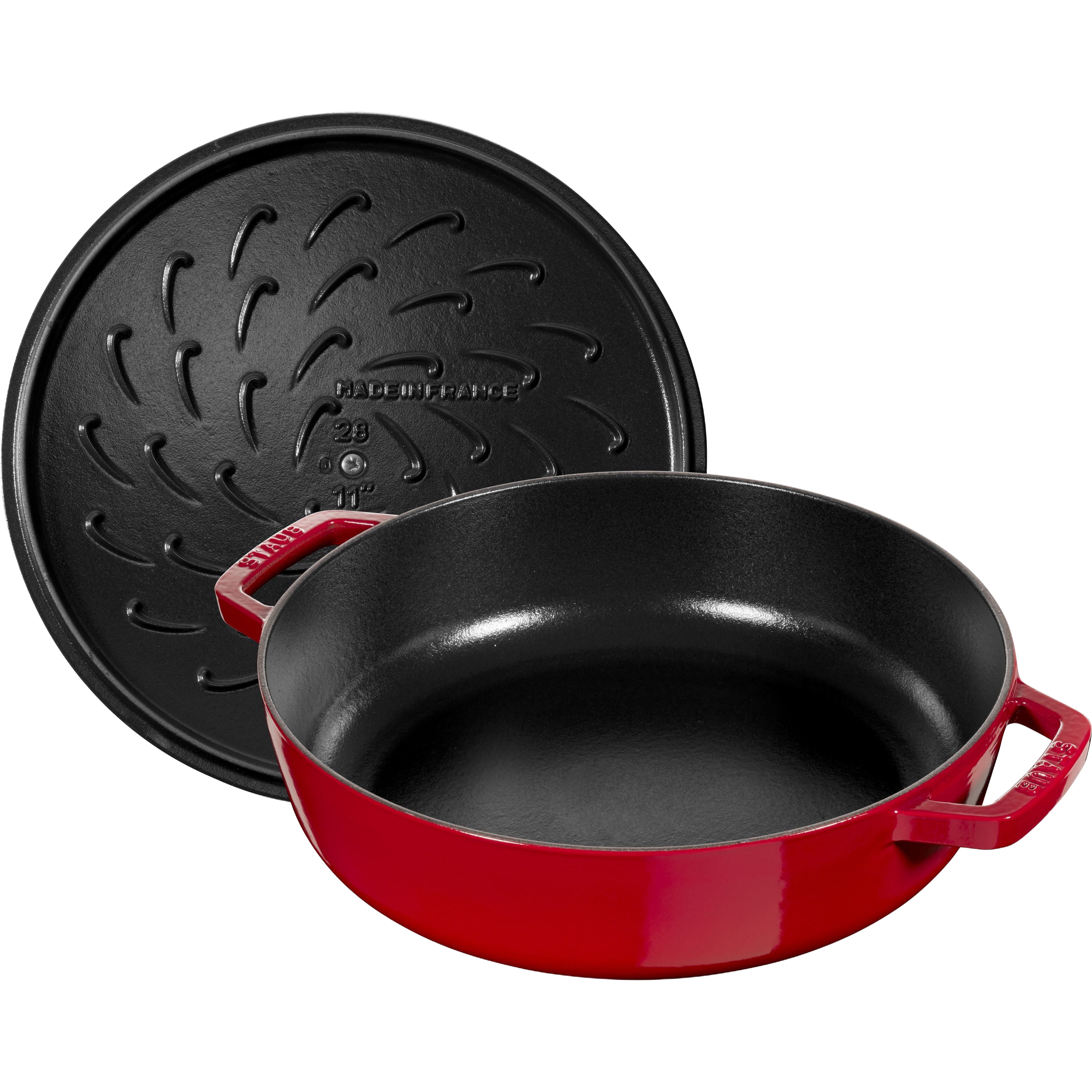 STAUB Braisers 3.7 L Cast Iron Round Saute Pan Chistera, Cherry-3