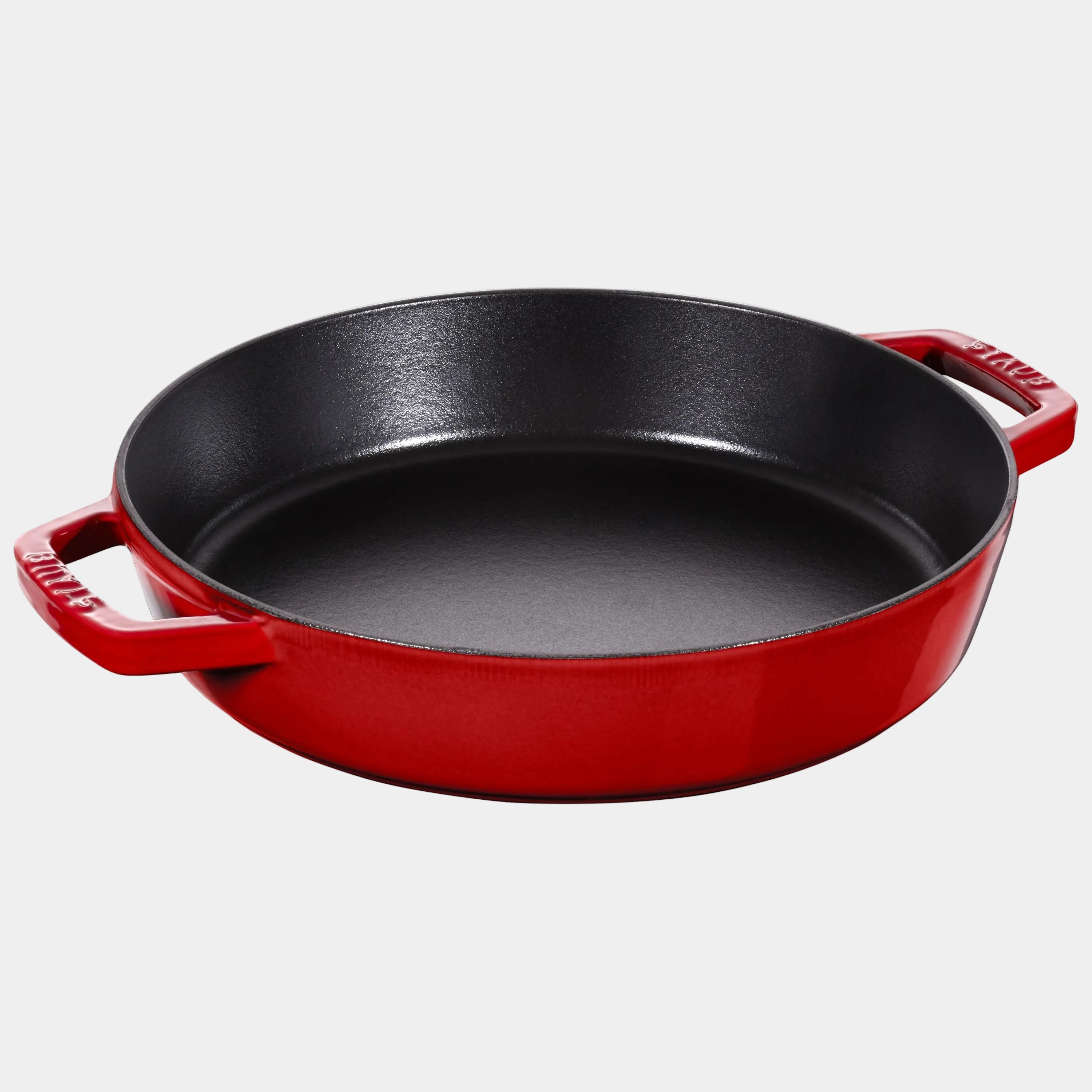 STAUB Pans 26 cm / 10 inch Cast Iron Frying Pan With 2 Handles, Cherry