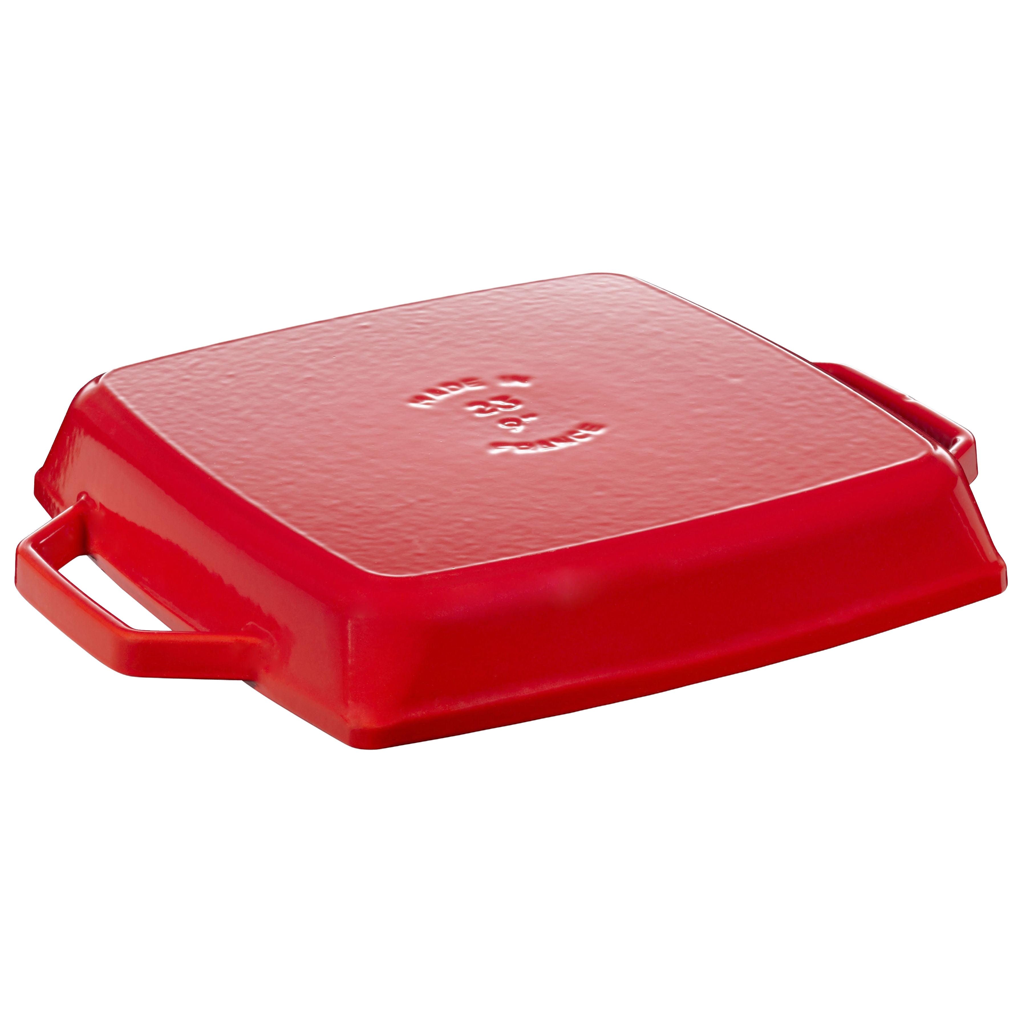 STAUB Grill Pans 28 cm / 11 inch Cast Iron Square Grill Pan, Cherry-1