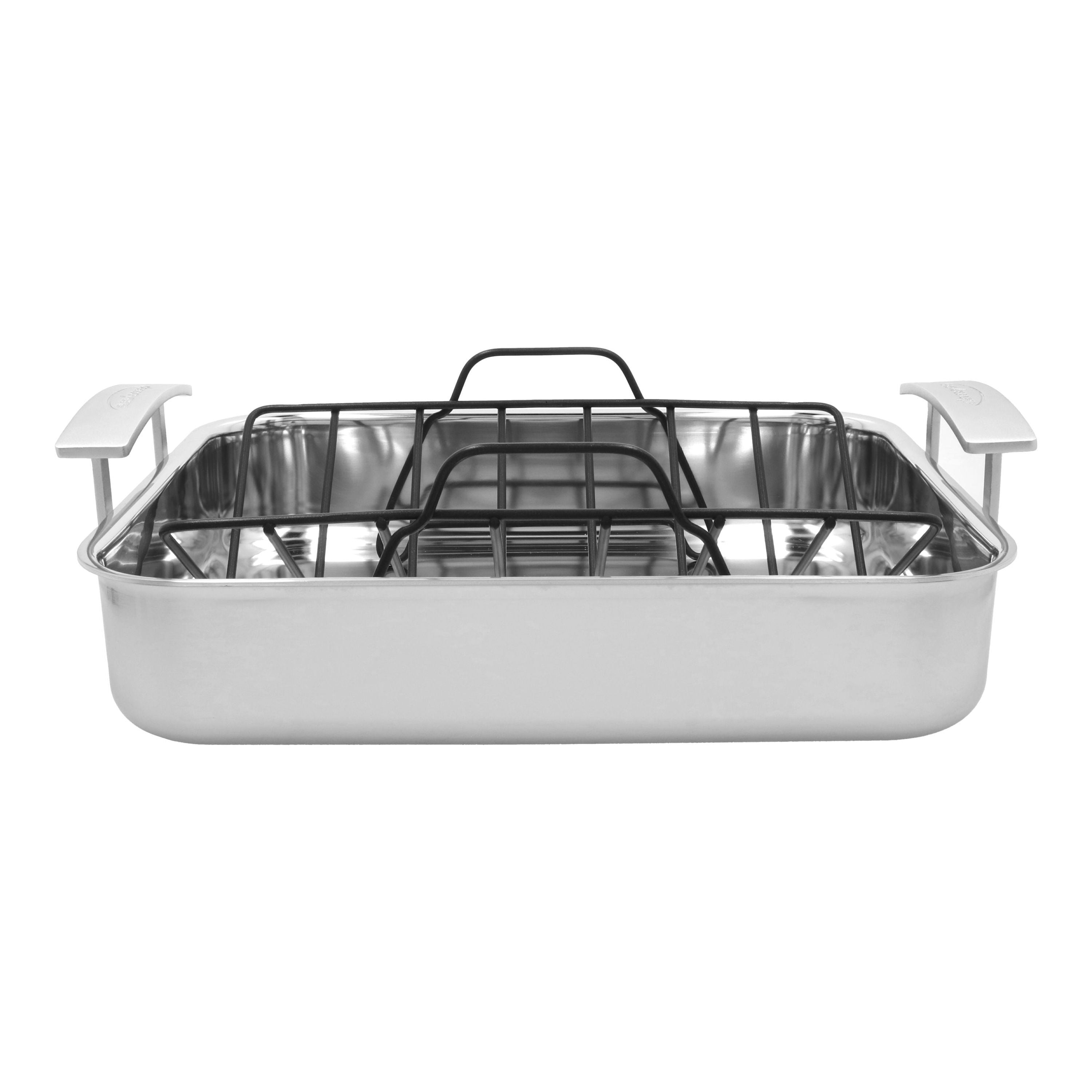 DEMEYERE Industry 5 39 X 33 cm 18/10 Stainless Steel Rectangular Roaster + Grid, Silver