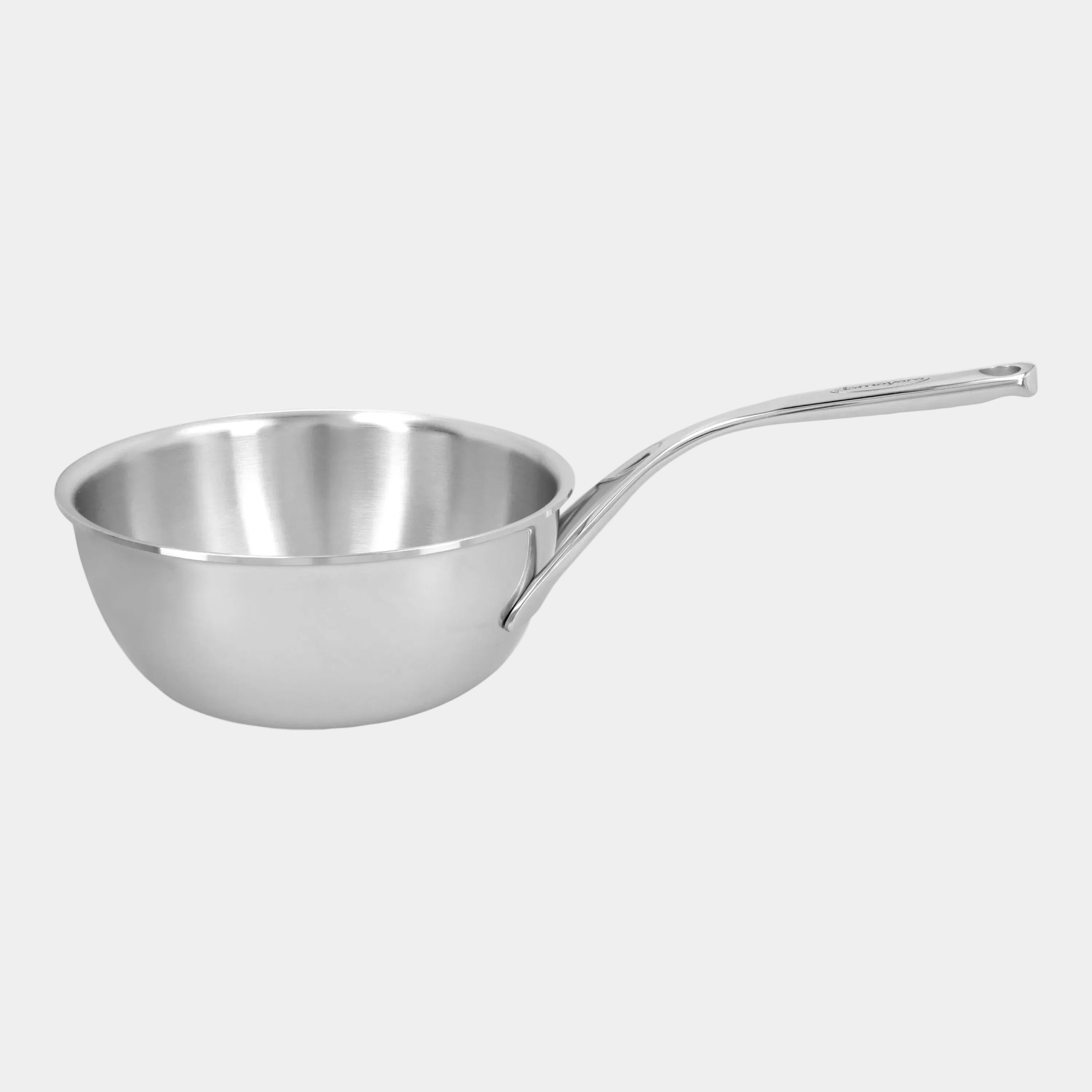 Stainless steel ladle on a white background