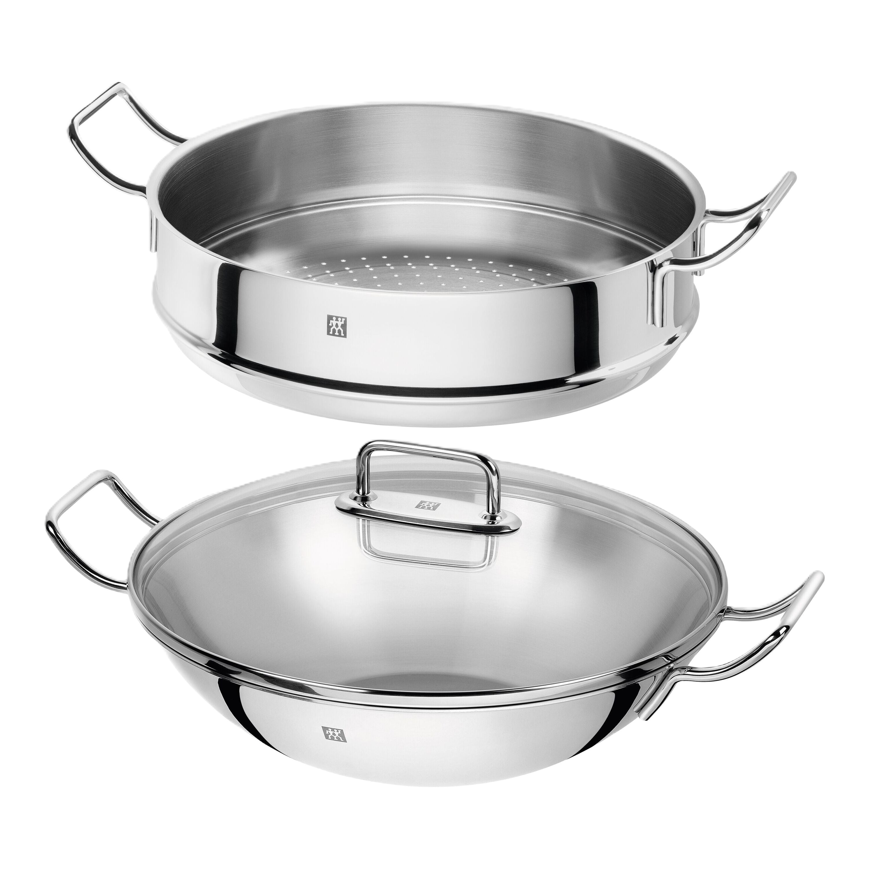 ZWILLING Plus 3 Piece 18/10 Stainless Steel Wok With Steamer And Lid