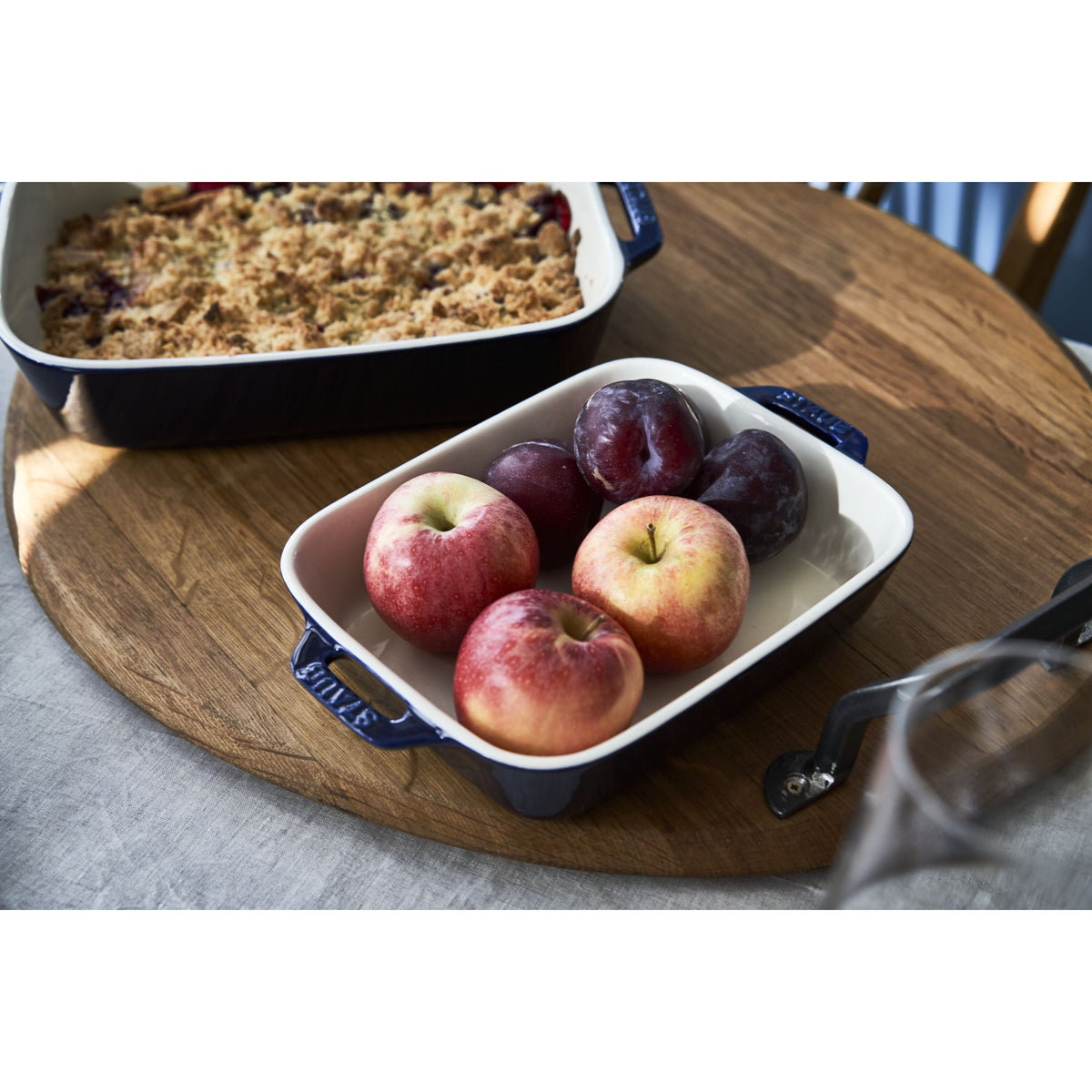 STAUB Ceramique Rectangular Baking Dish Set Dark Blue 3 Piece
